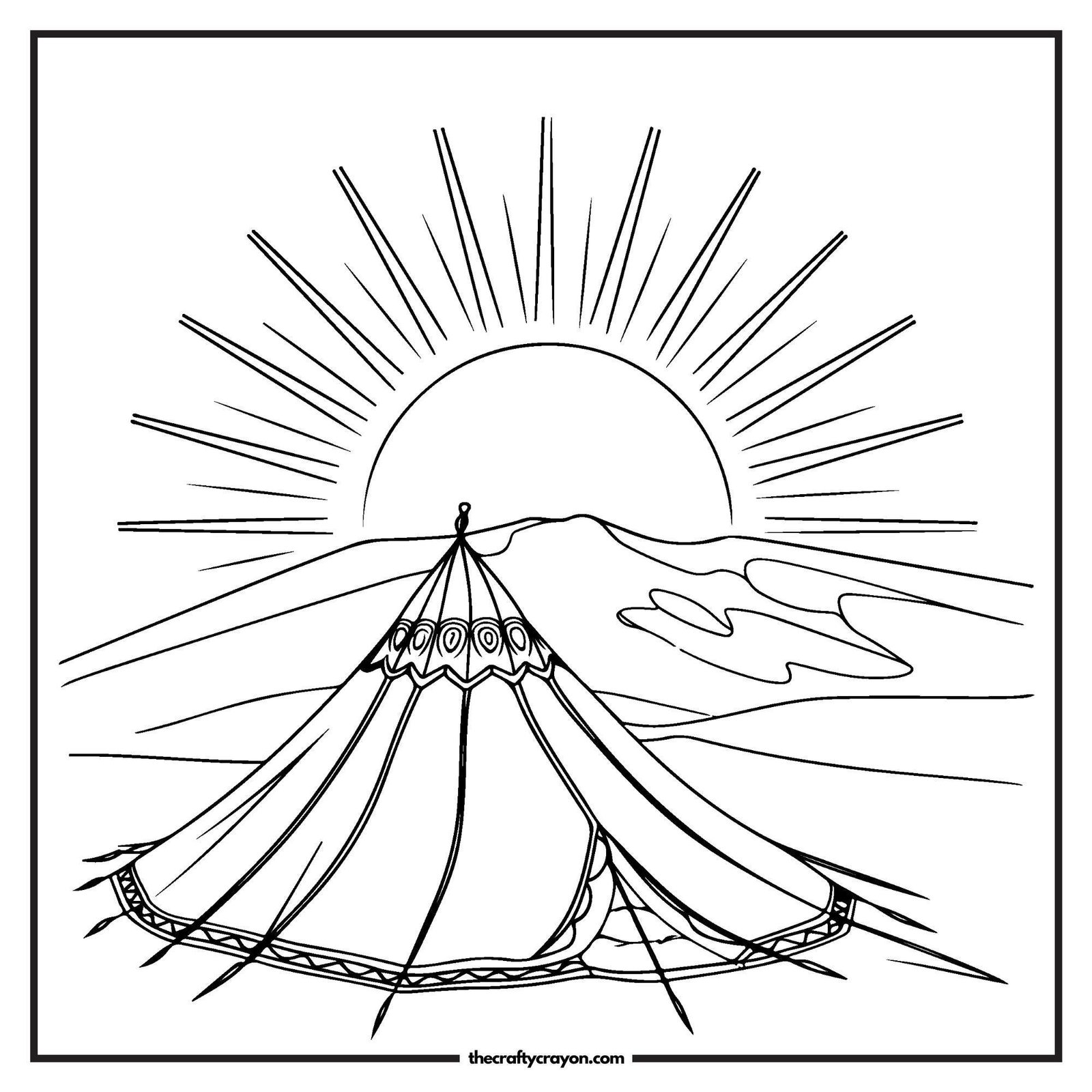 Sunset Over A Tent In The Mountains
