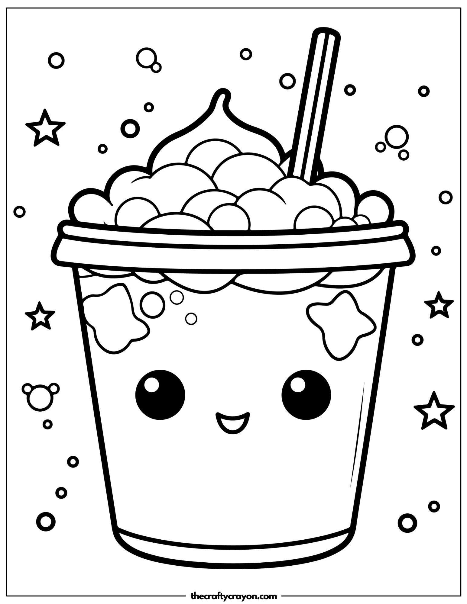 Sweet Boba Tea Drink Coloring Page