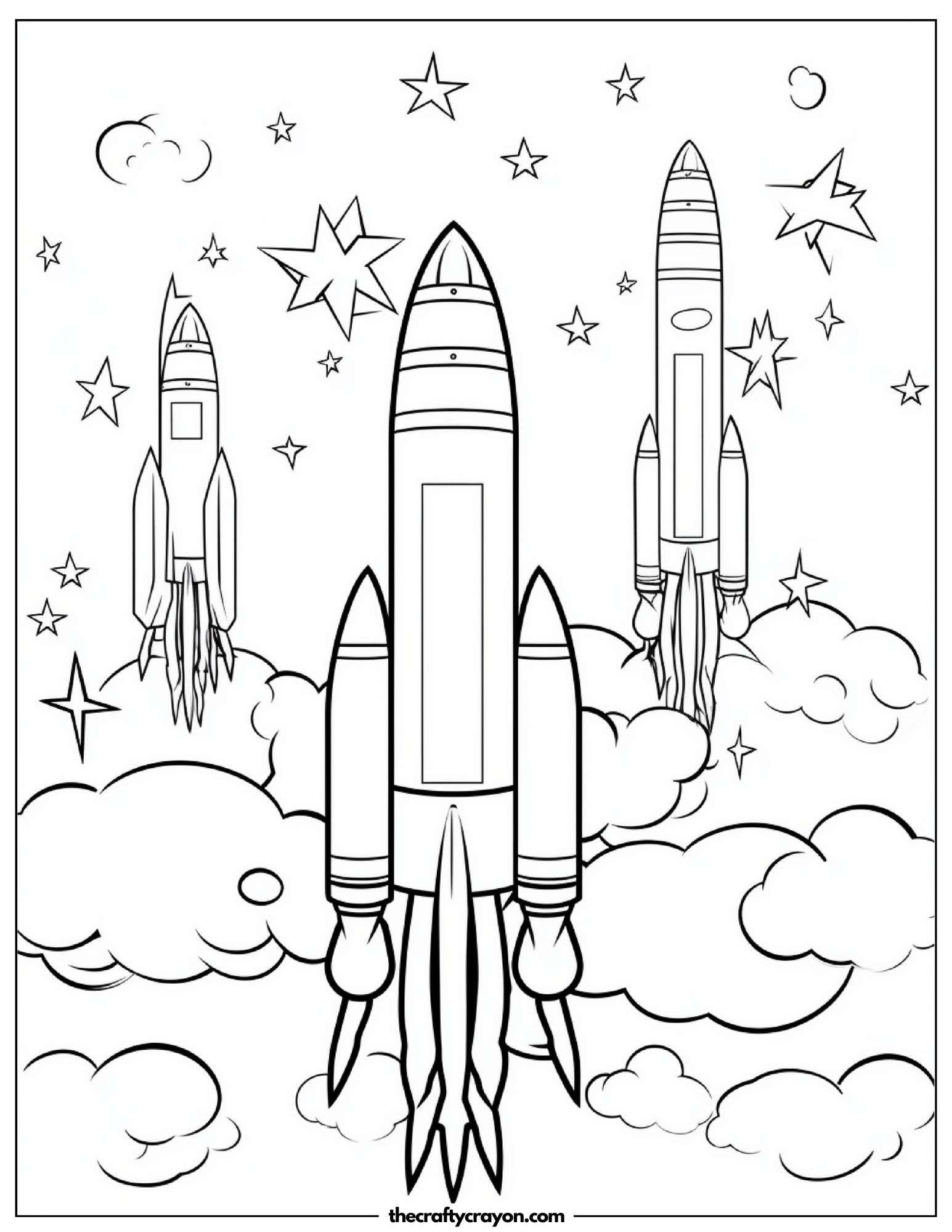 Three Rocket Ships in Space
