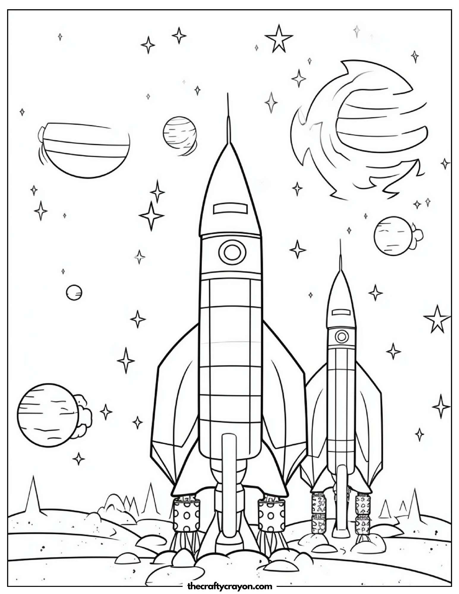 Two Rocket Ships with Detailed Designs
