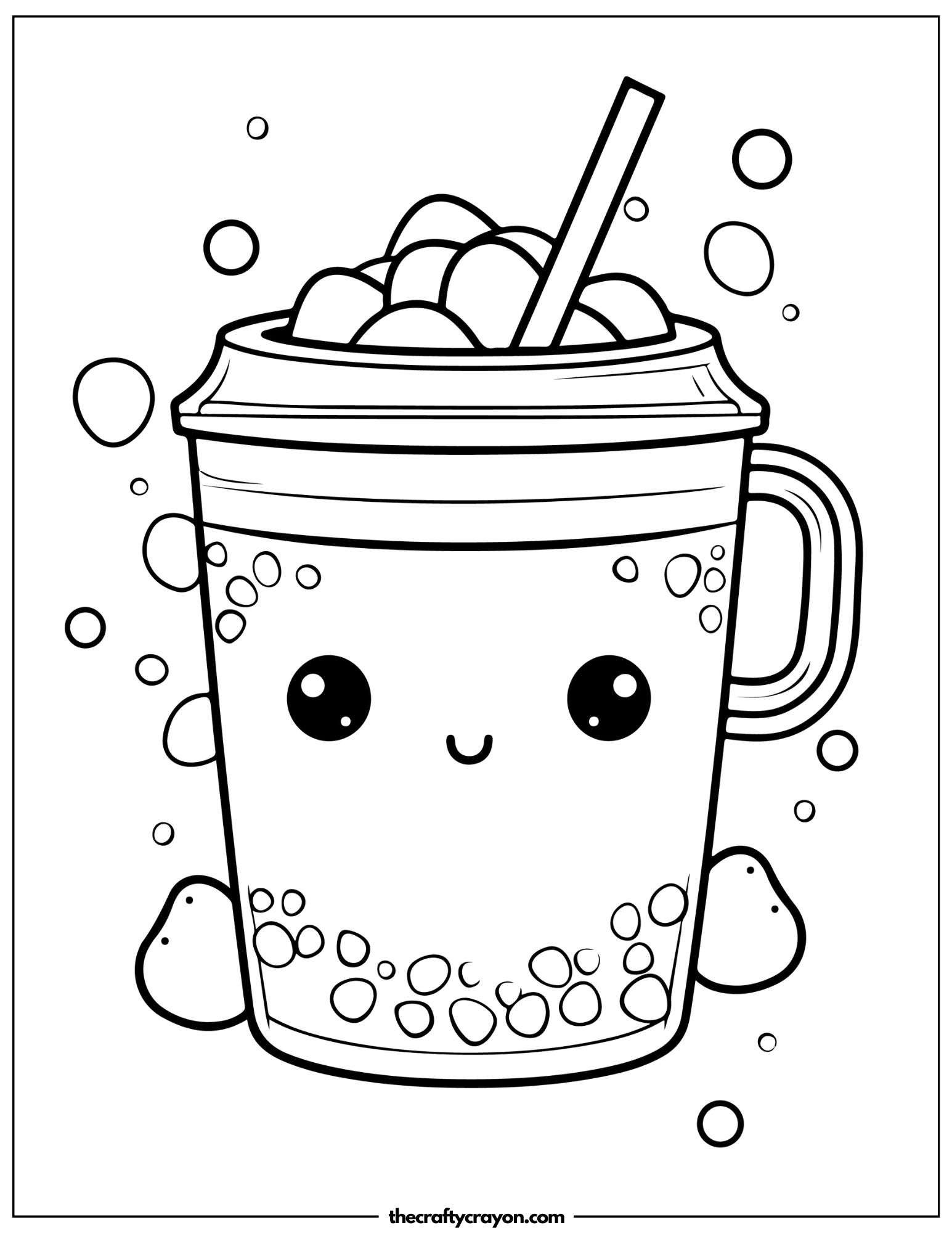 Whimsical Bubble Tea Coloring Page