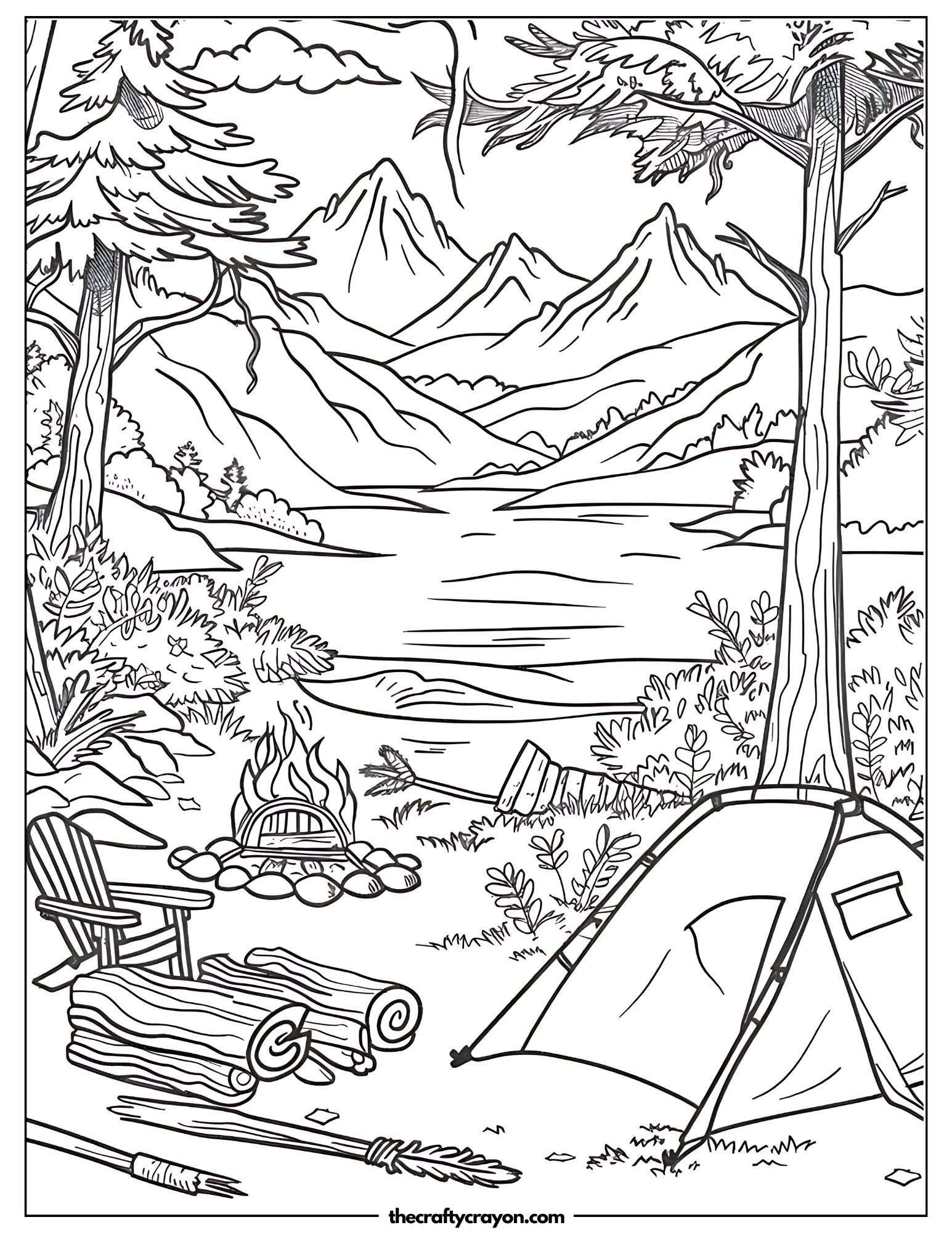 Wilderness Adventure Tent Coloring Page