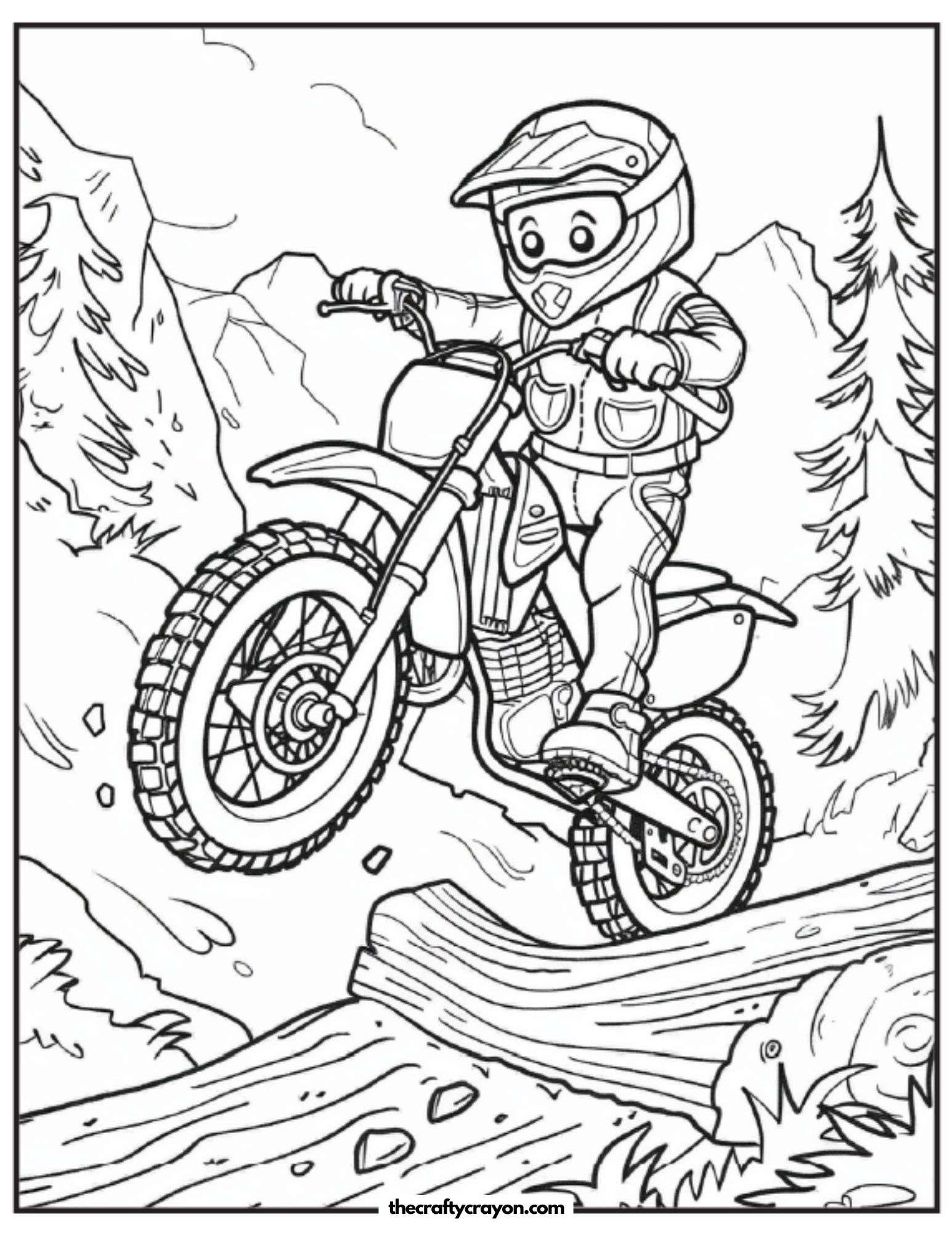 Young Rider Navigating Forest Path Coloring Page