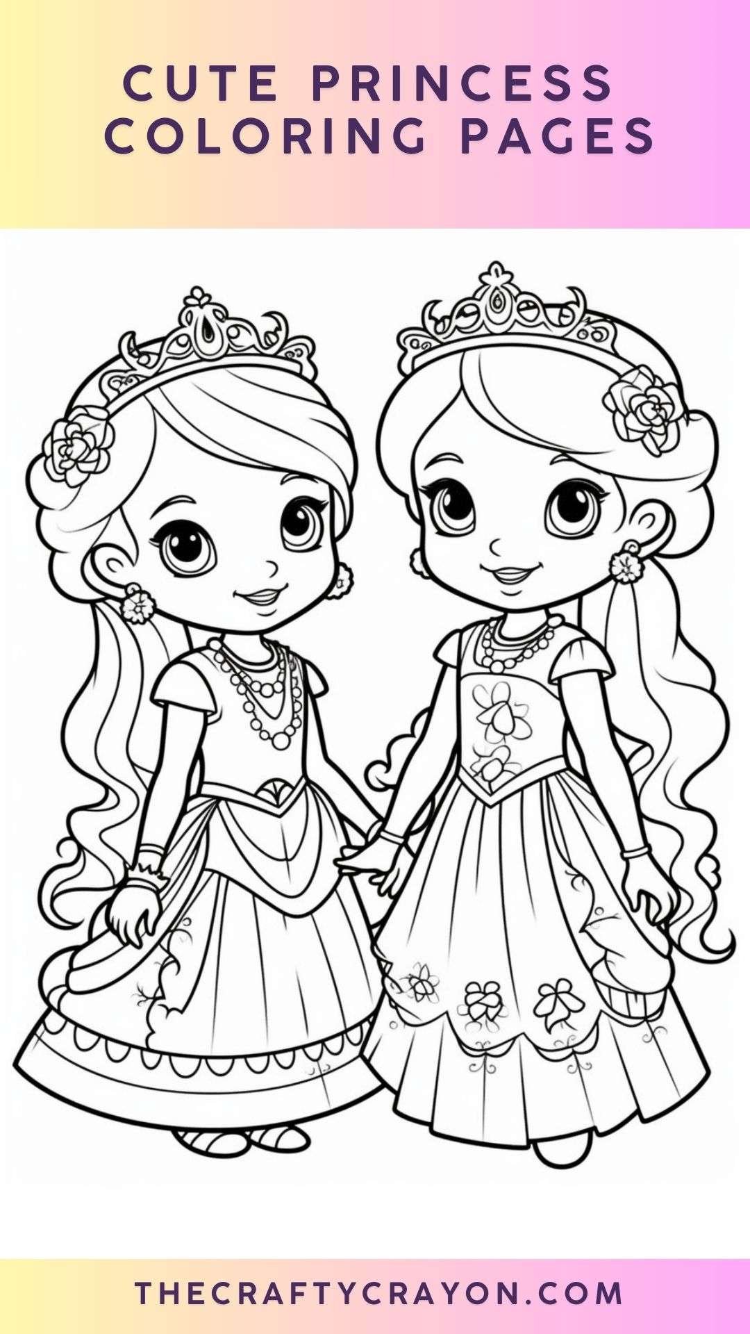 Cute Princess Coloring Pages (Free Printable PDFs)