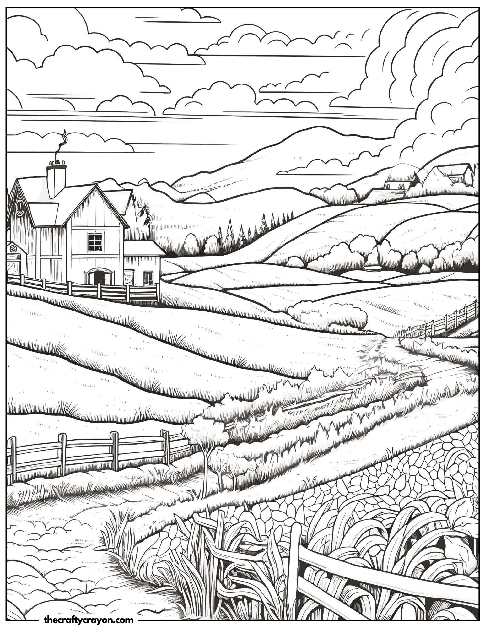 A farmhouse nestled in the hills