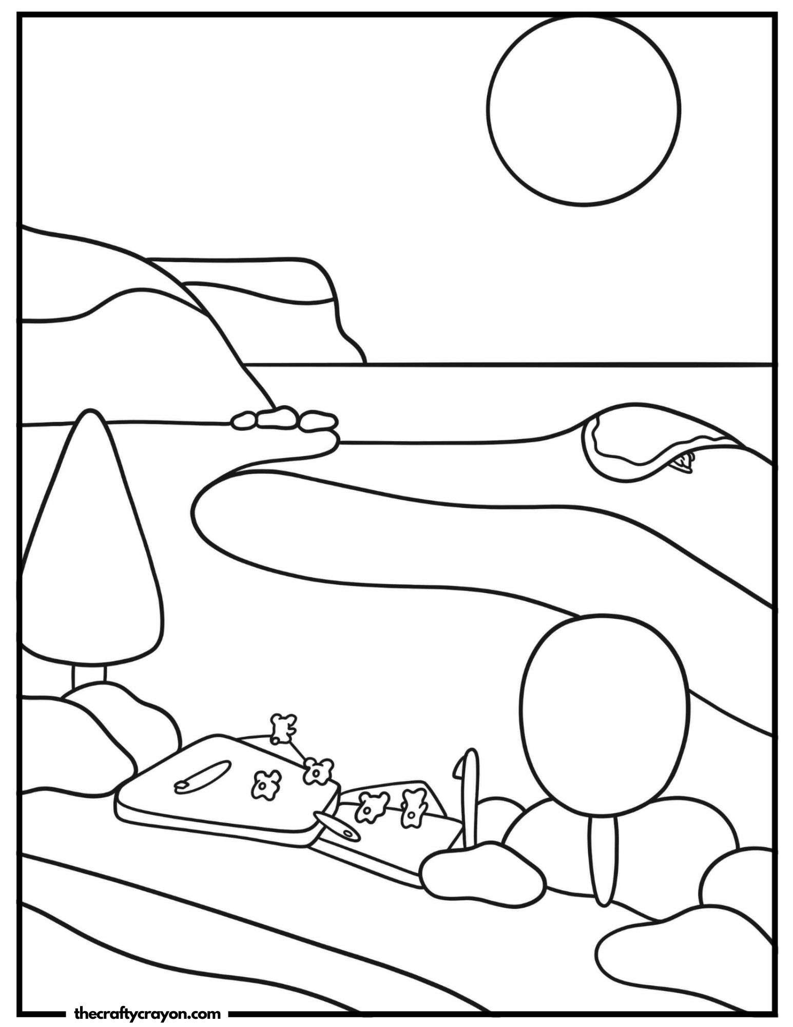 A minimalist beach scene with a picnic