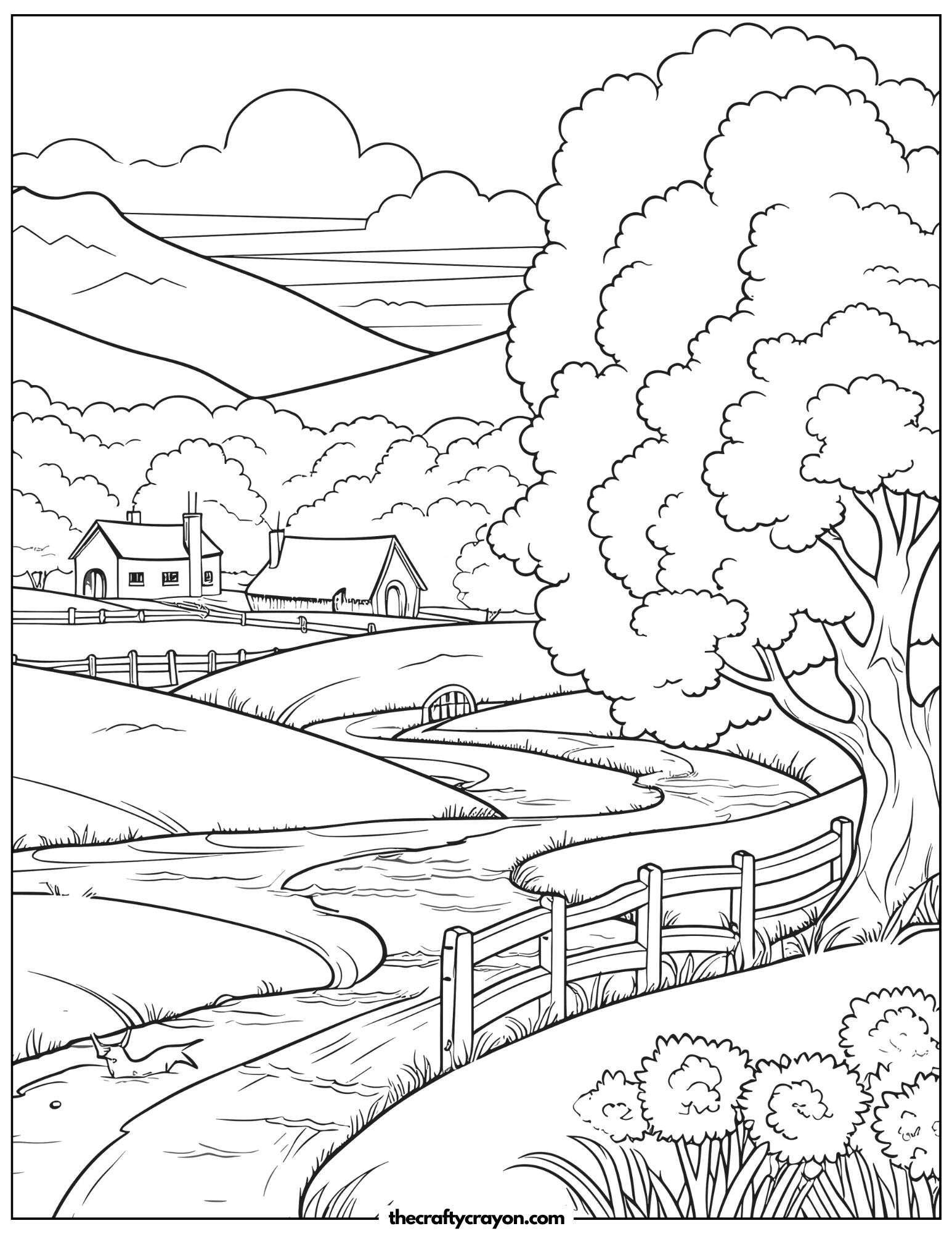 A river winding through a rural landscape