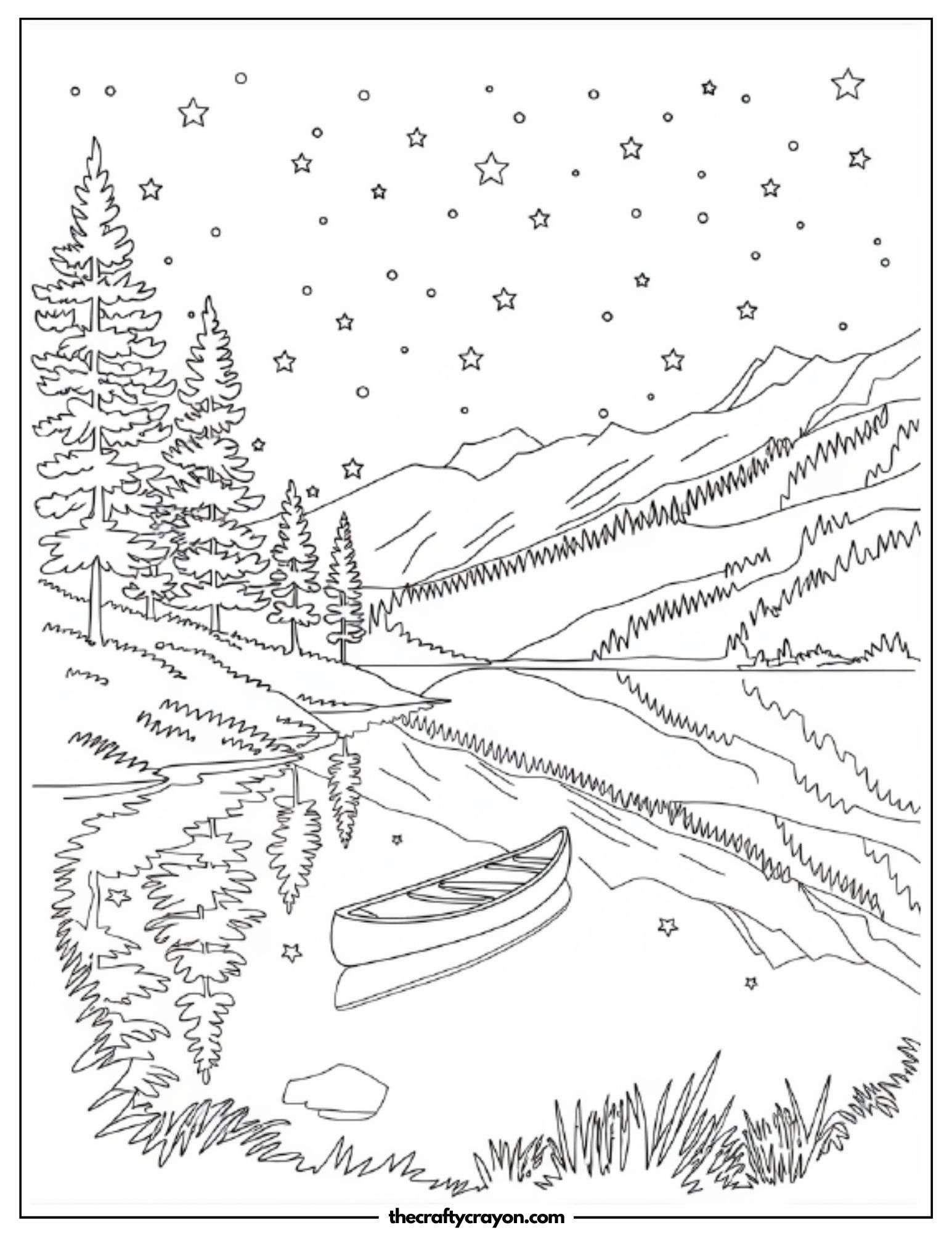 A starry night over a mountain lake