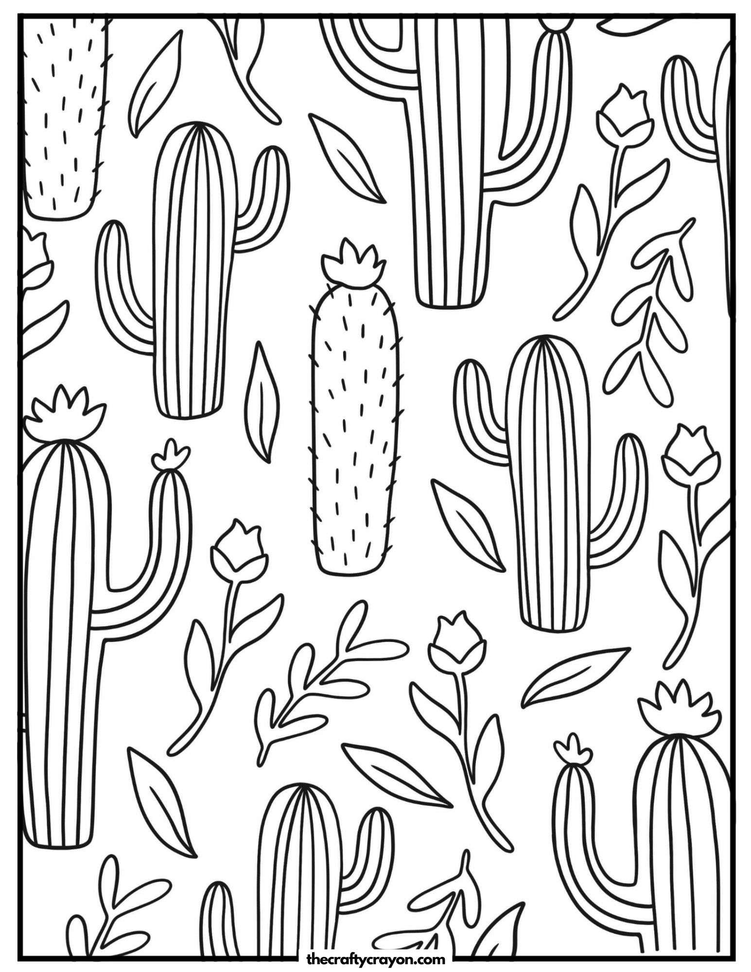 A trendy cactus pattern with floral elements