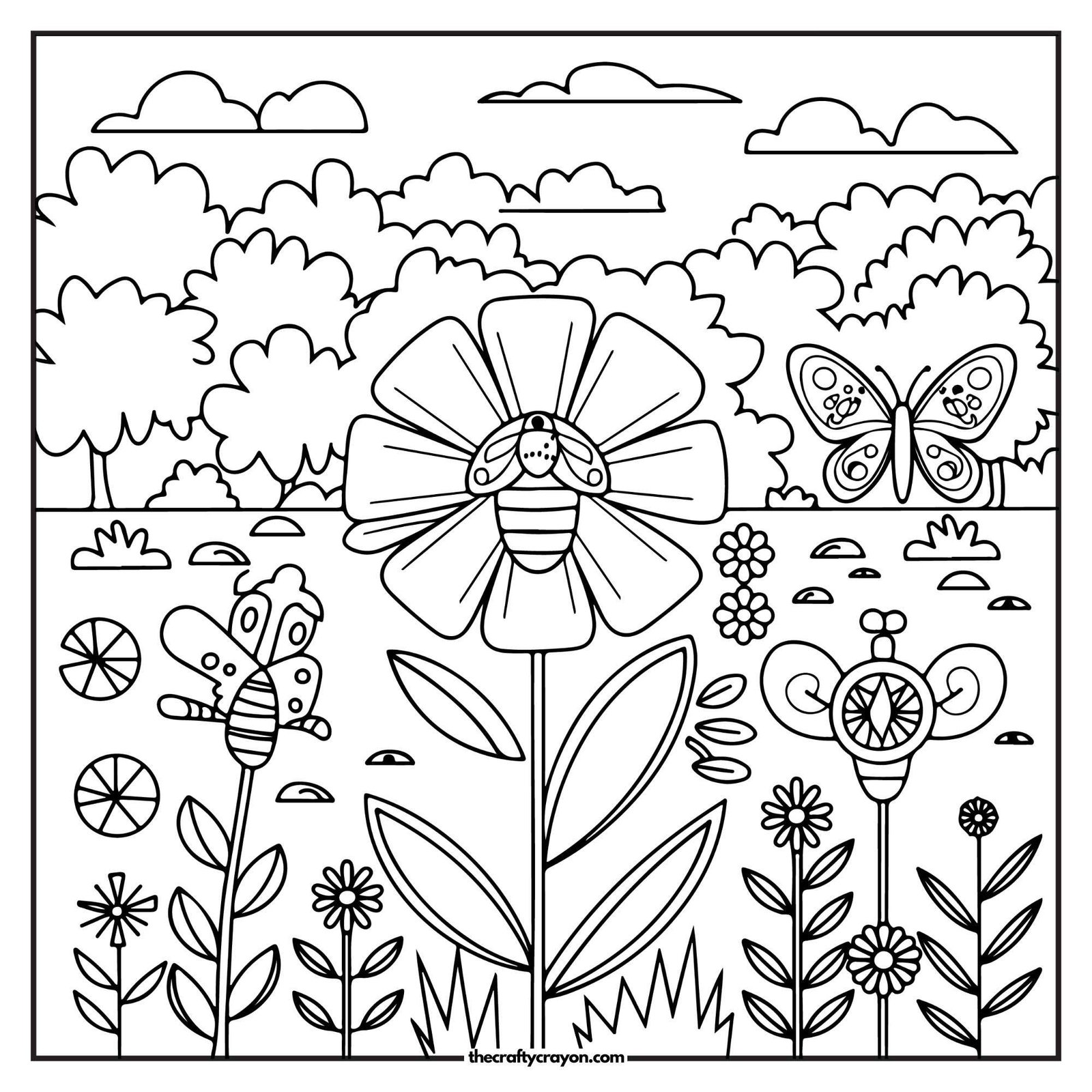 Bees And Butterflies With Flowers