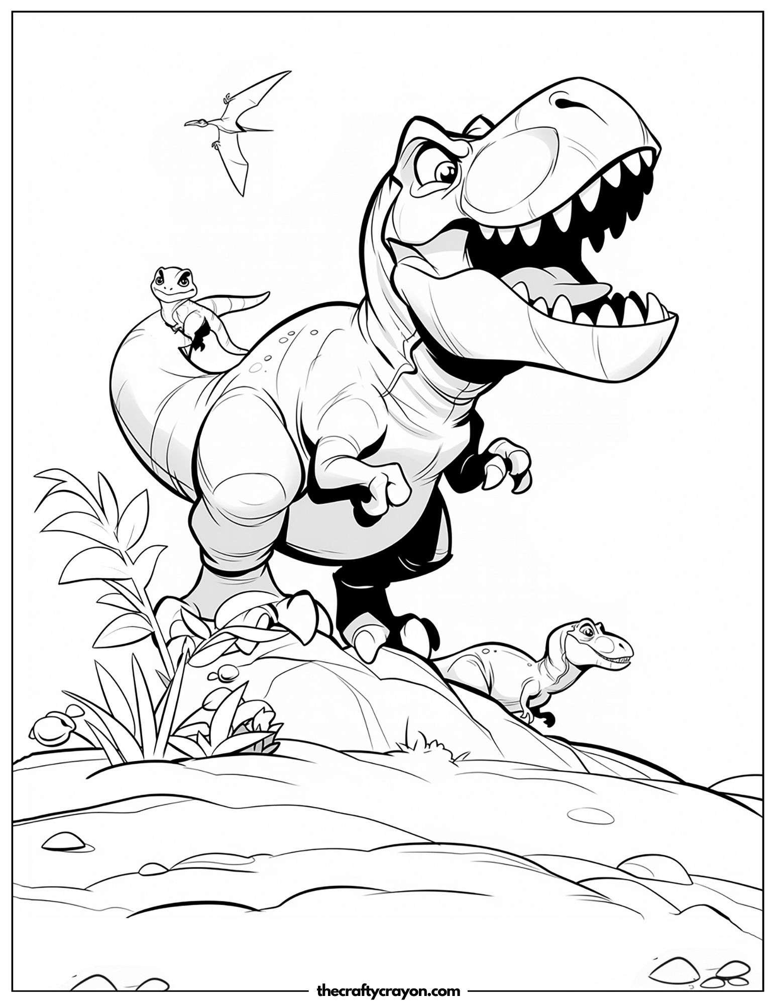Big T Rex Roaring On A Hill