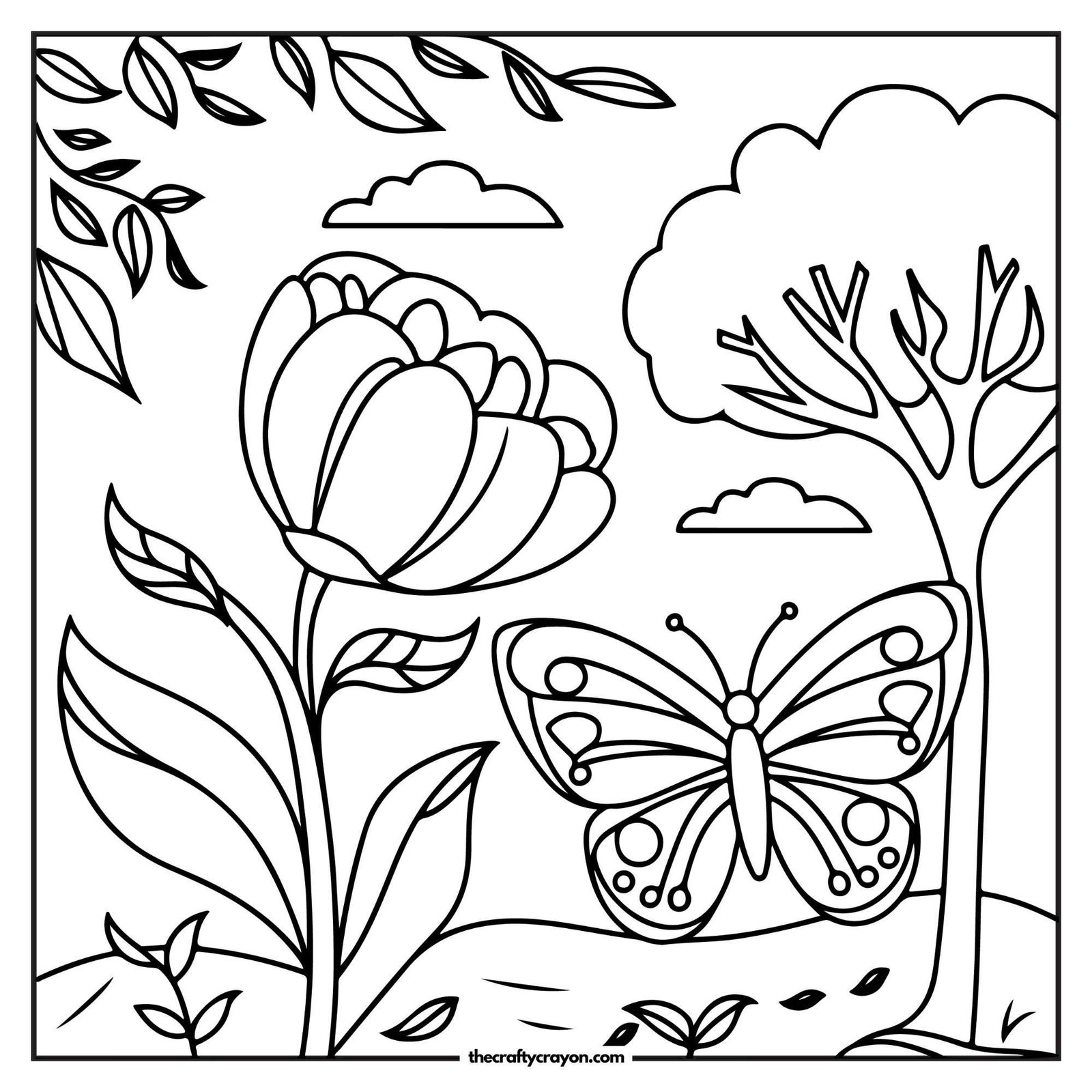 Butterfly Resting Near A Tulip