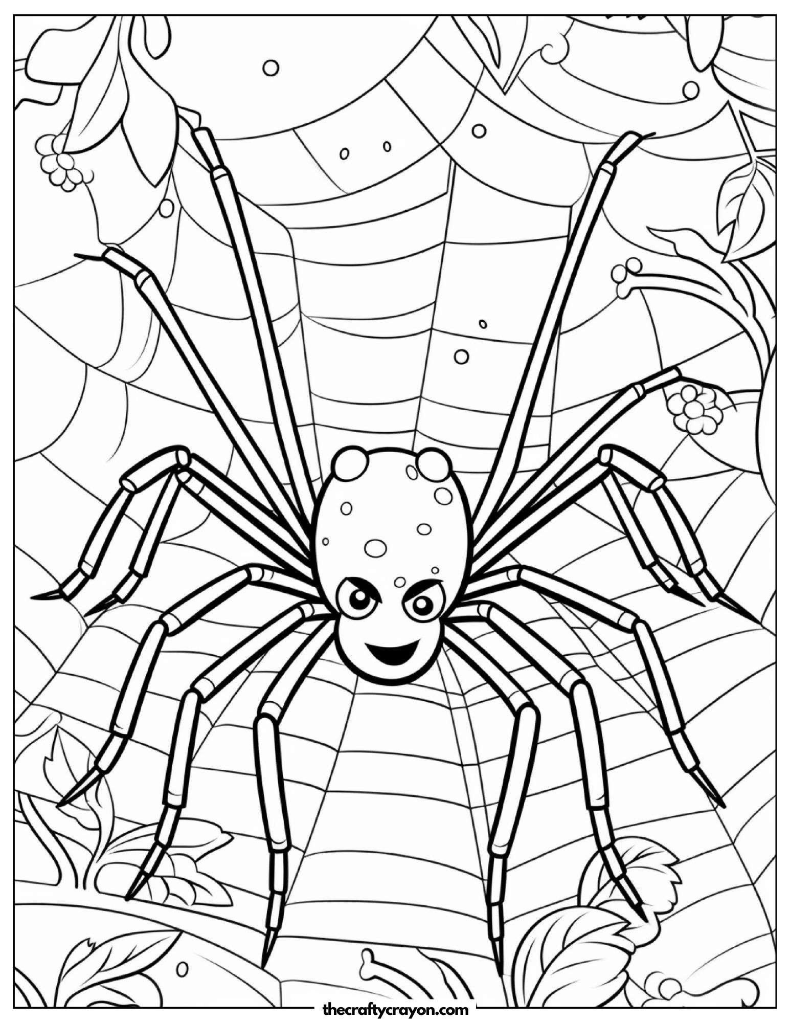 Cartoon Spider Smiling Coloring Page