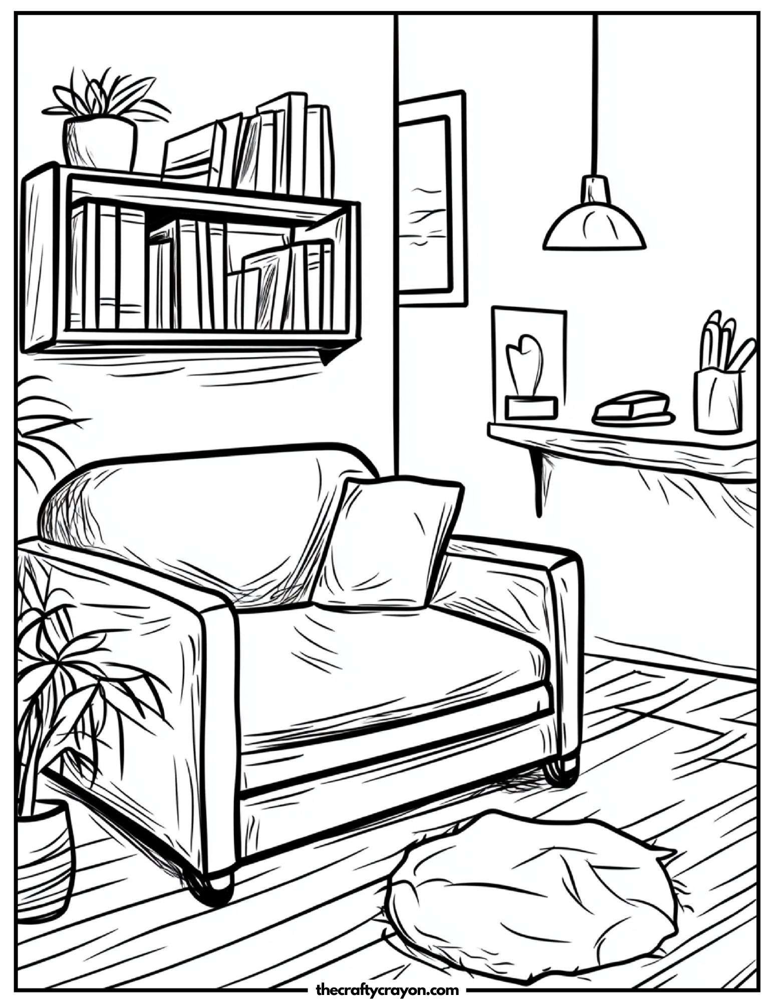 Cozy reading nook with bookshelf and armchair