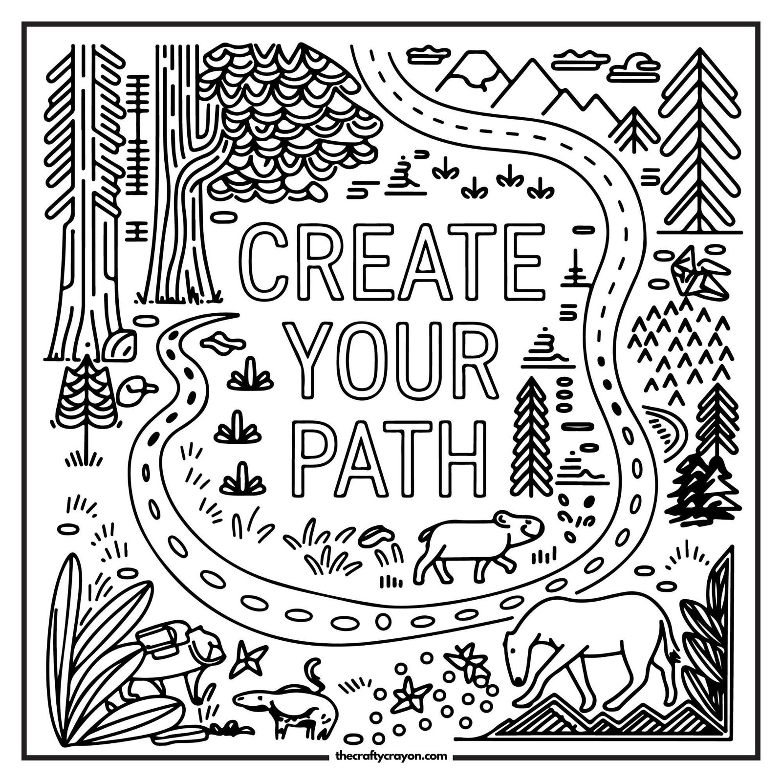 Create Your Path Nature Coloring Page