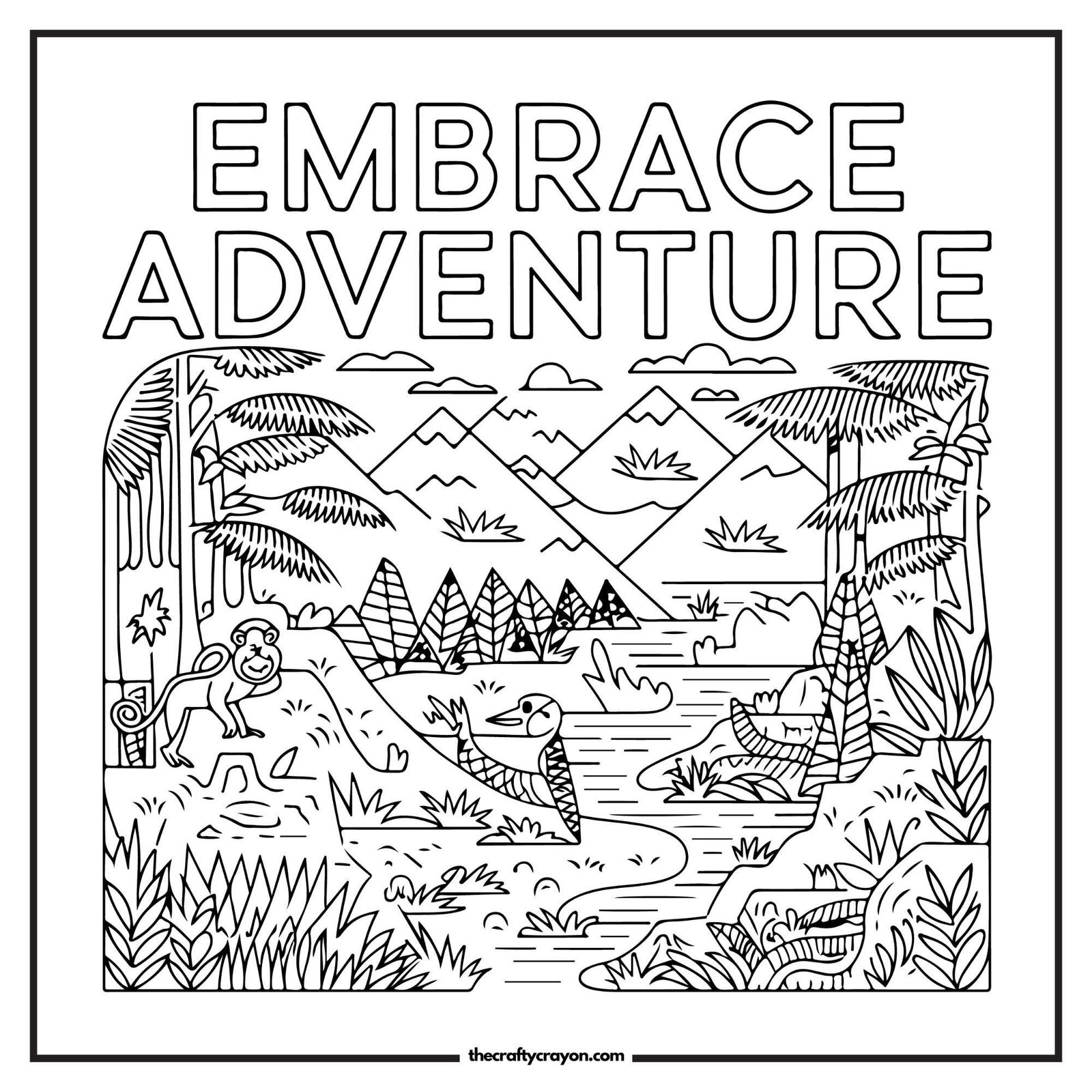 Embrace Adventure Nature Coloring Page
