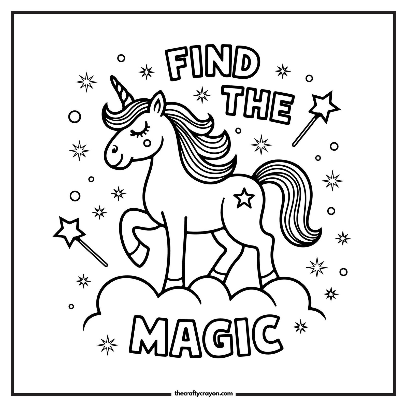 Find The Magic Unicorn Coloring Page