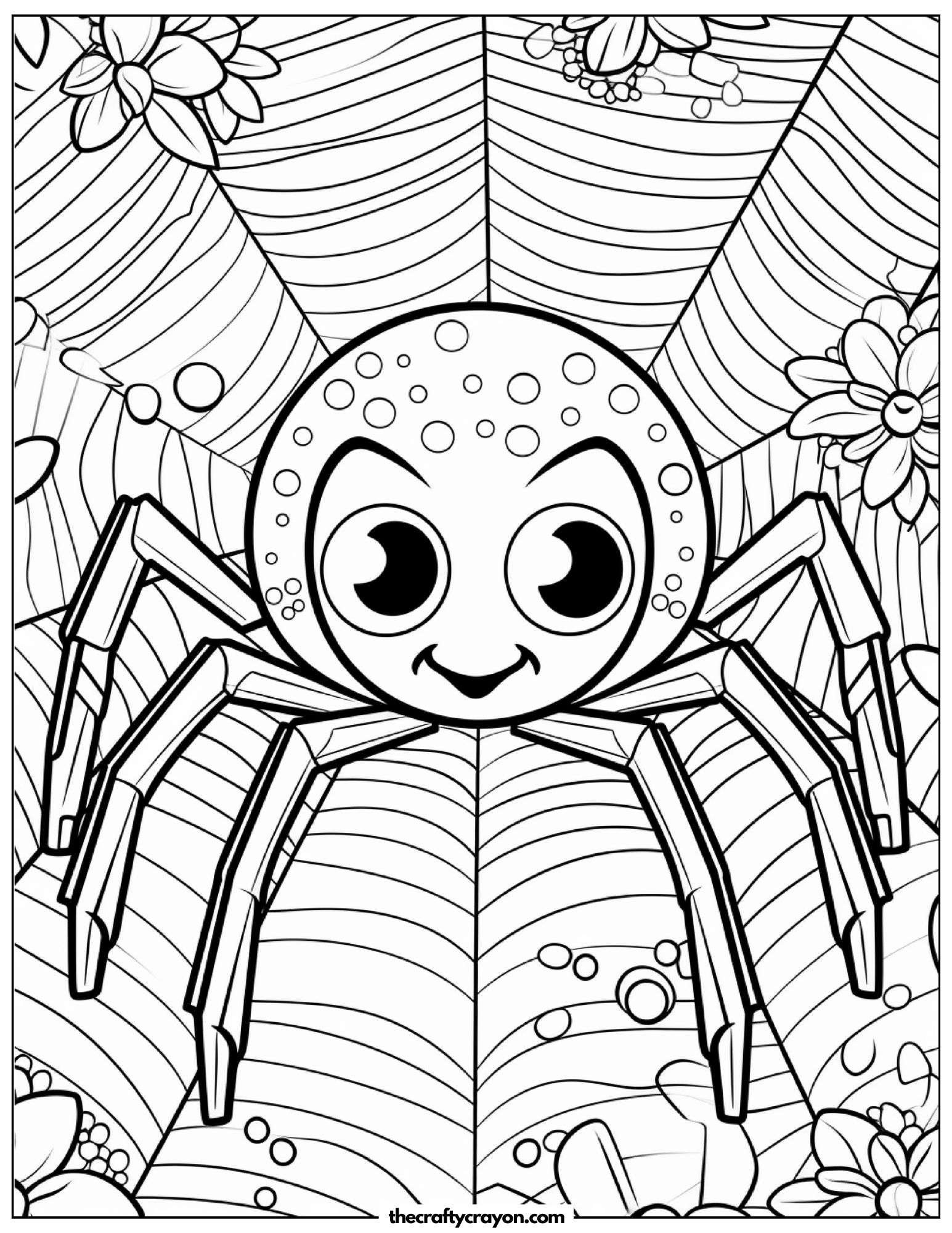 Fun Spider In Garden Coloring Page