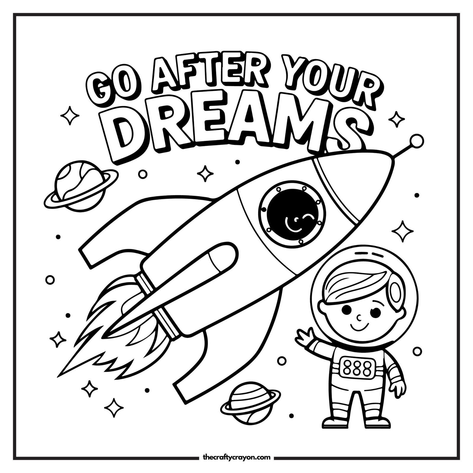 Go After Your Dreams Rocket Coloring Page