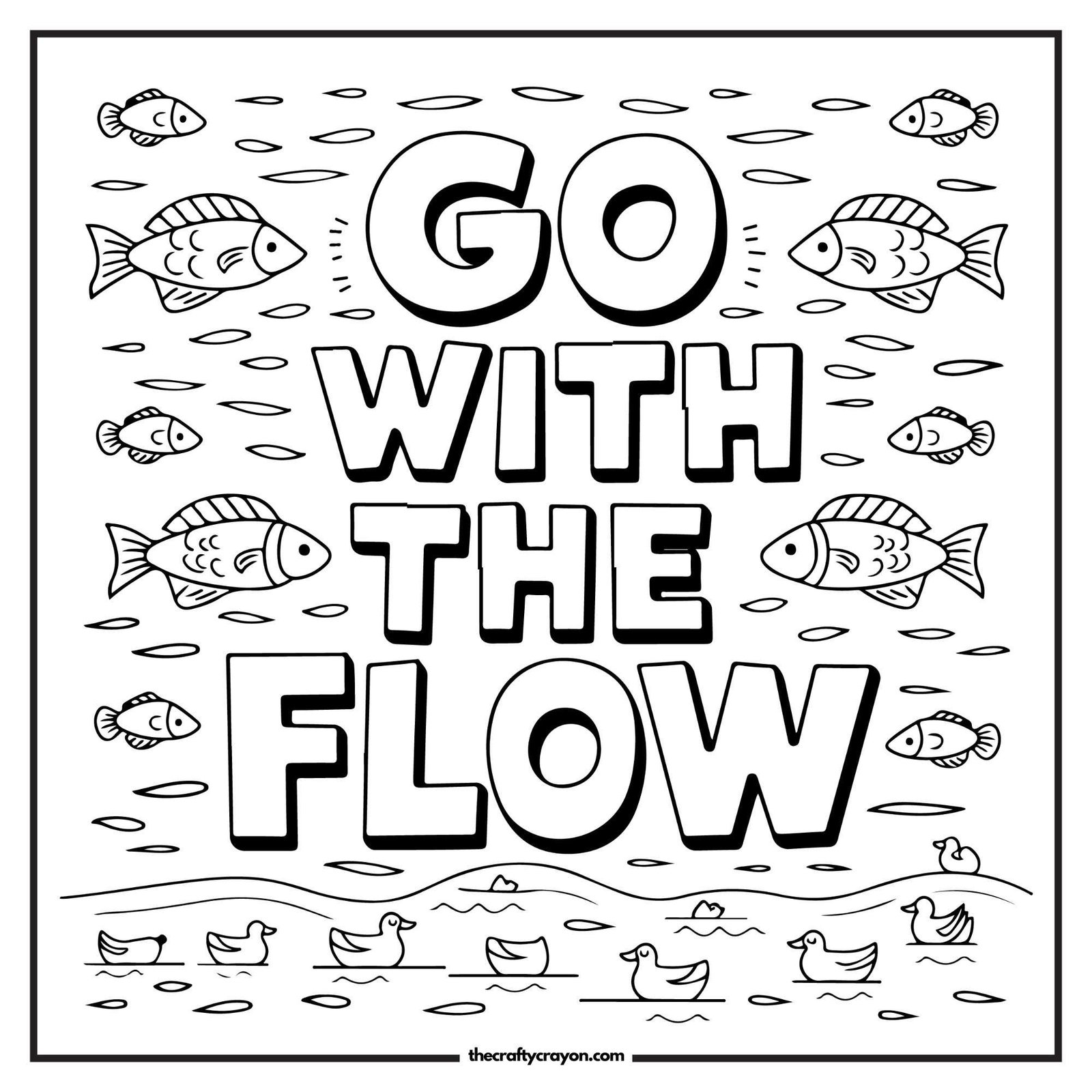 Go With The Flow Fish Coloring Page