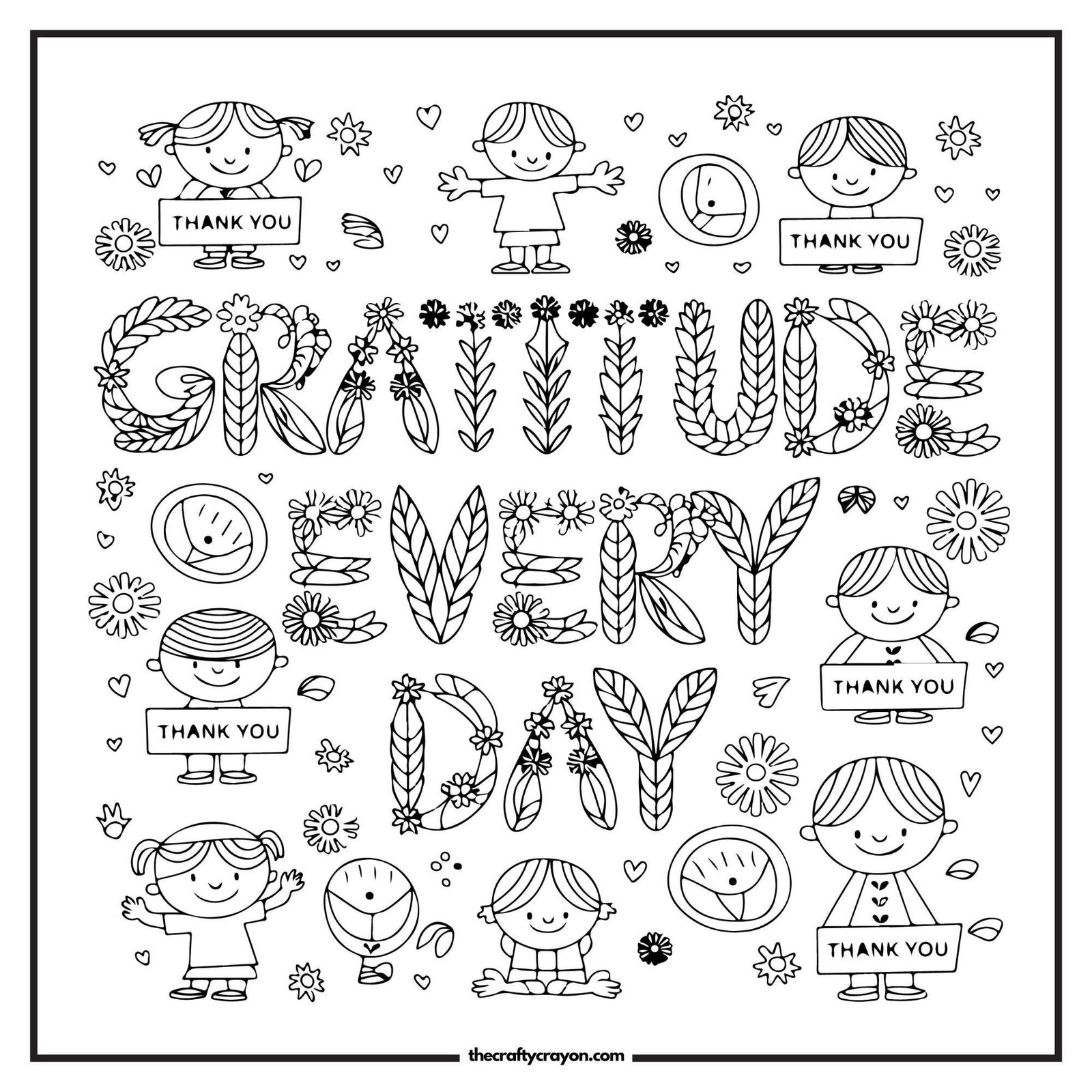 Gratitude Every Day Coloring Page