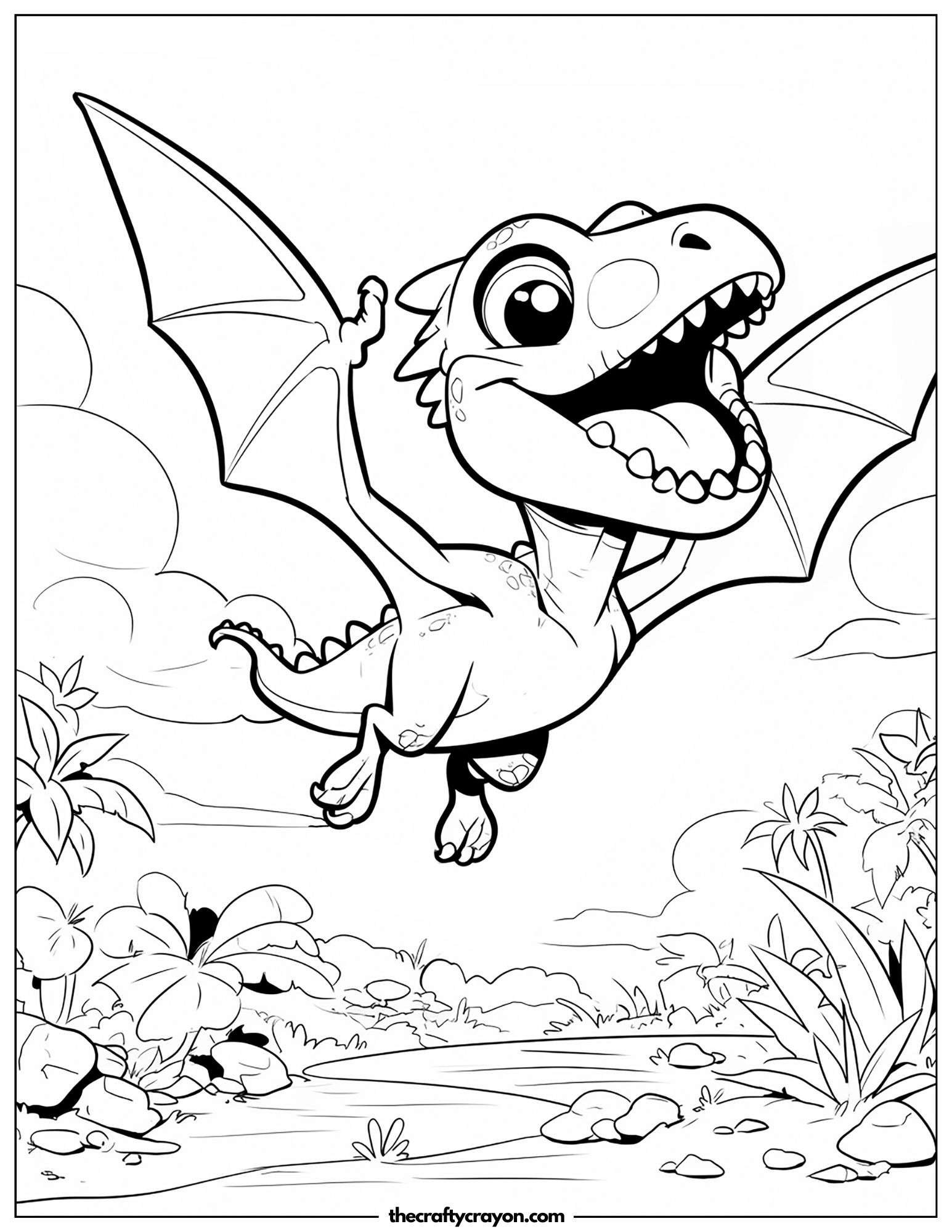 Happy Pterodactyl Flying In The Sky