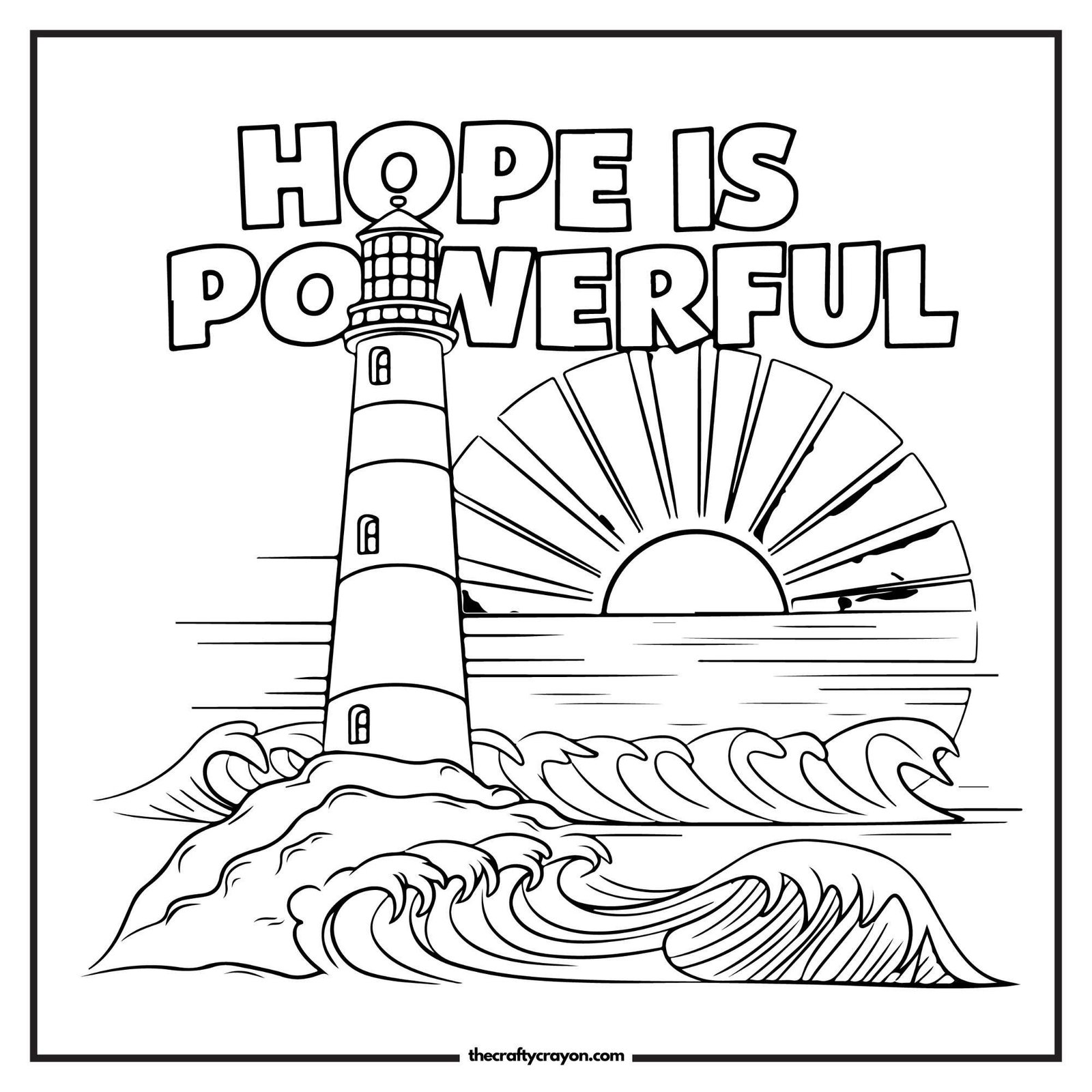 Hope Is Powerful Lighthouse Coloring Page
