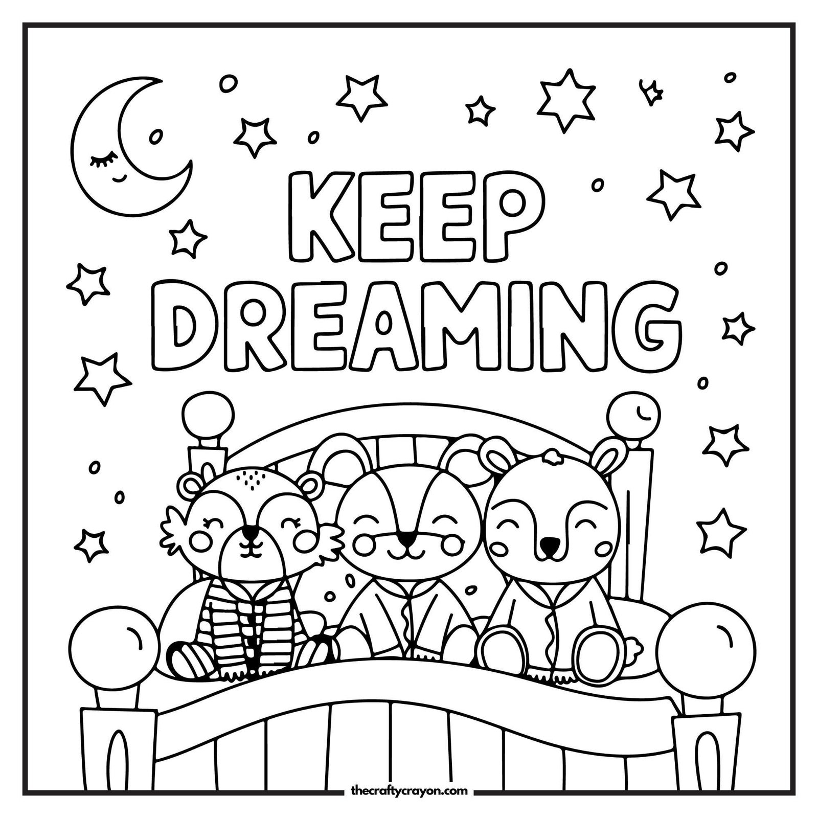 Keep Dreaming Night Sky Coloring Page