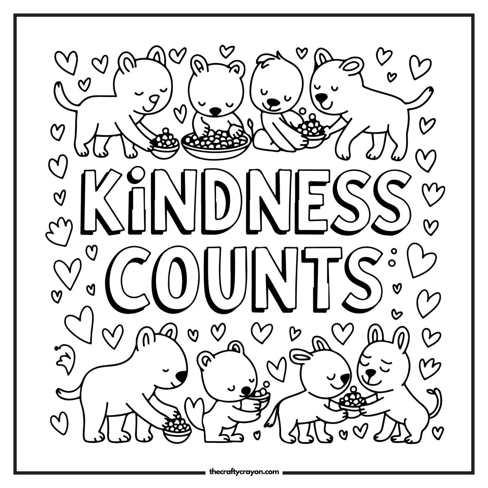 Kindness Counts Animal Coloring Page