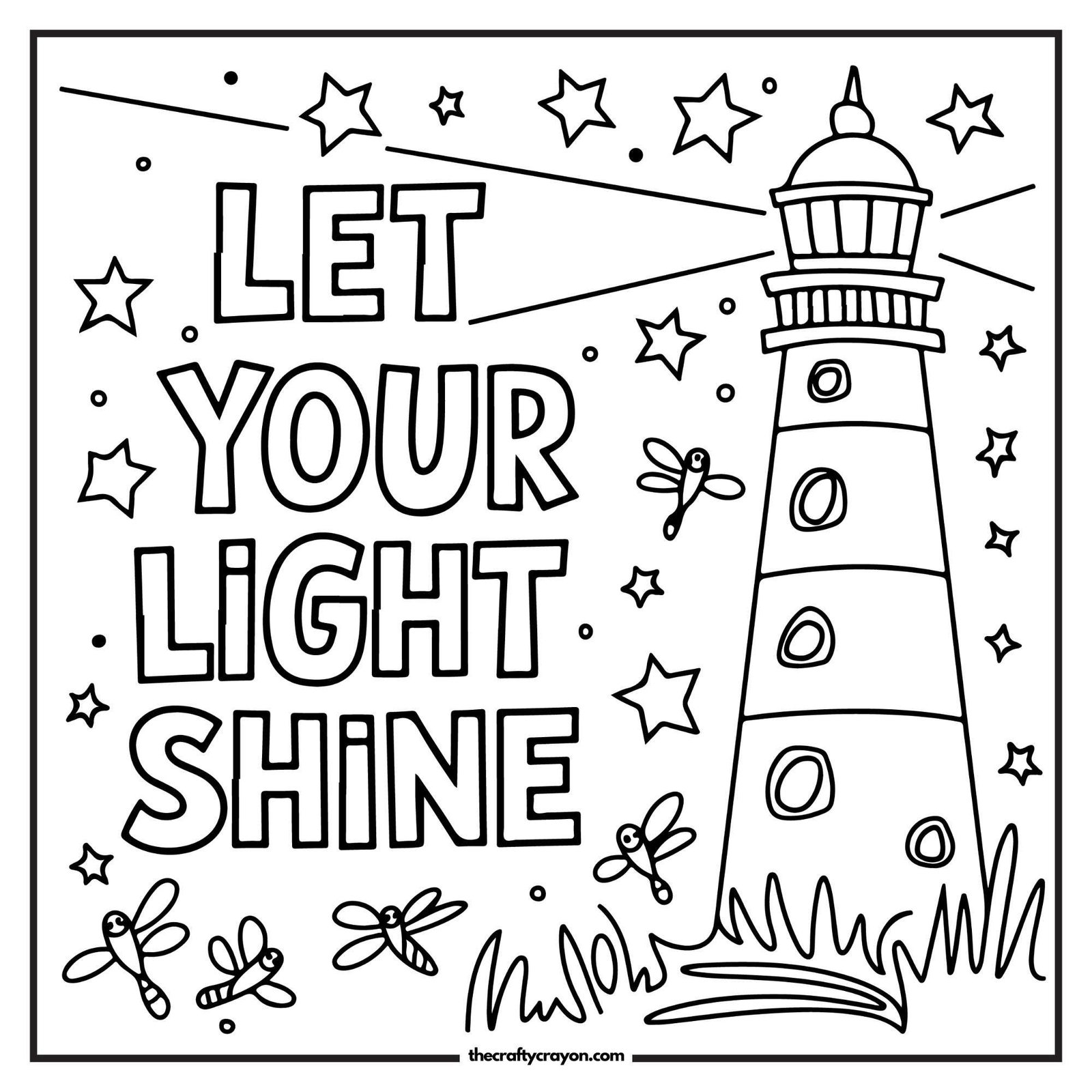 Let Your Light Shine Lighthouse Coloring Page