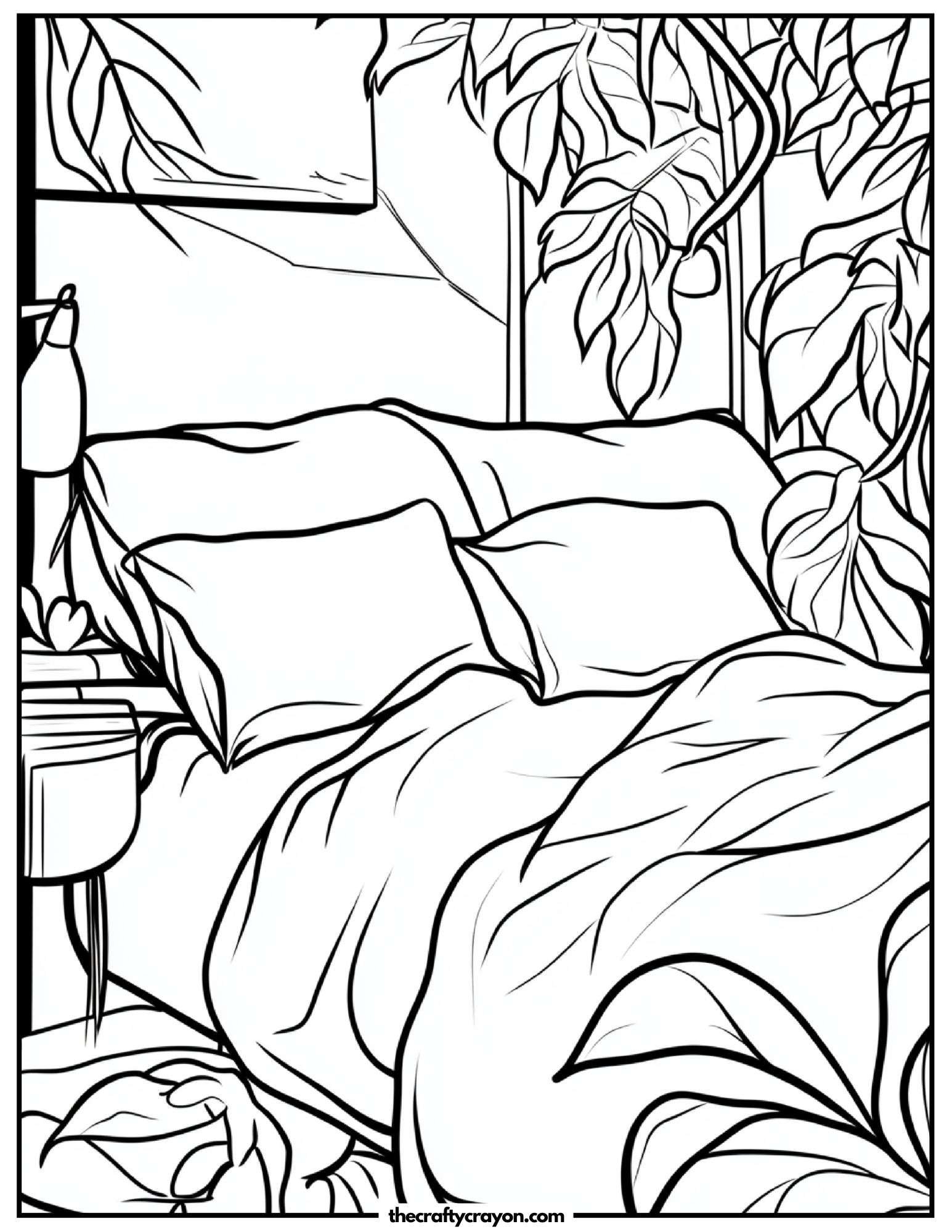 Peaceful bedroom surrounded by plants