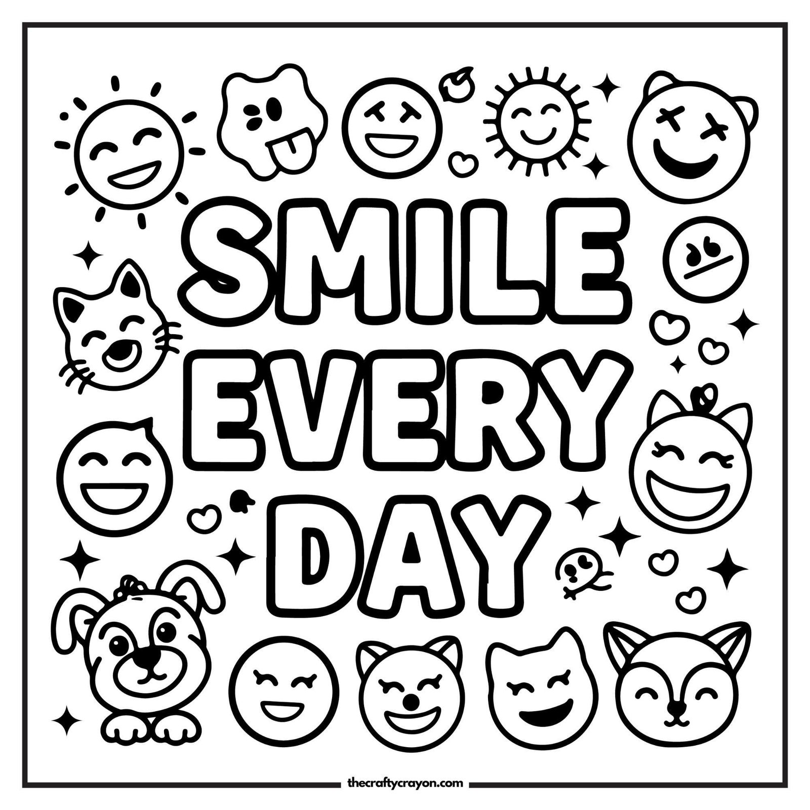 Smile Every Day Emoji Coloring Page