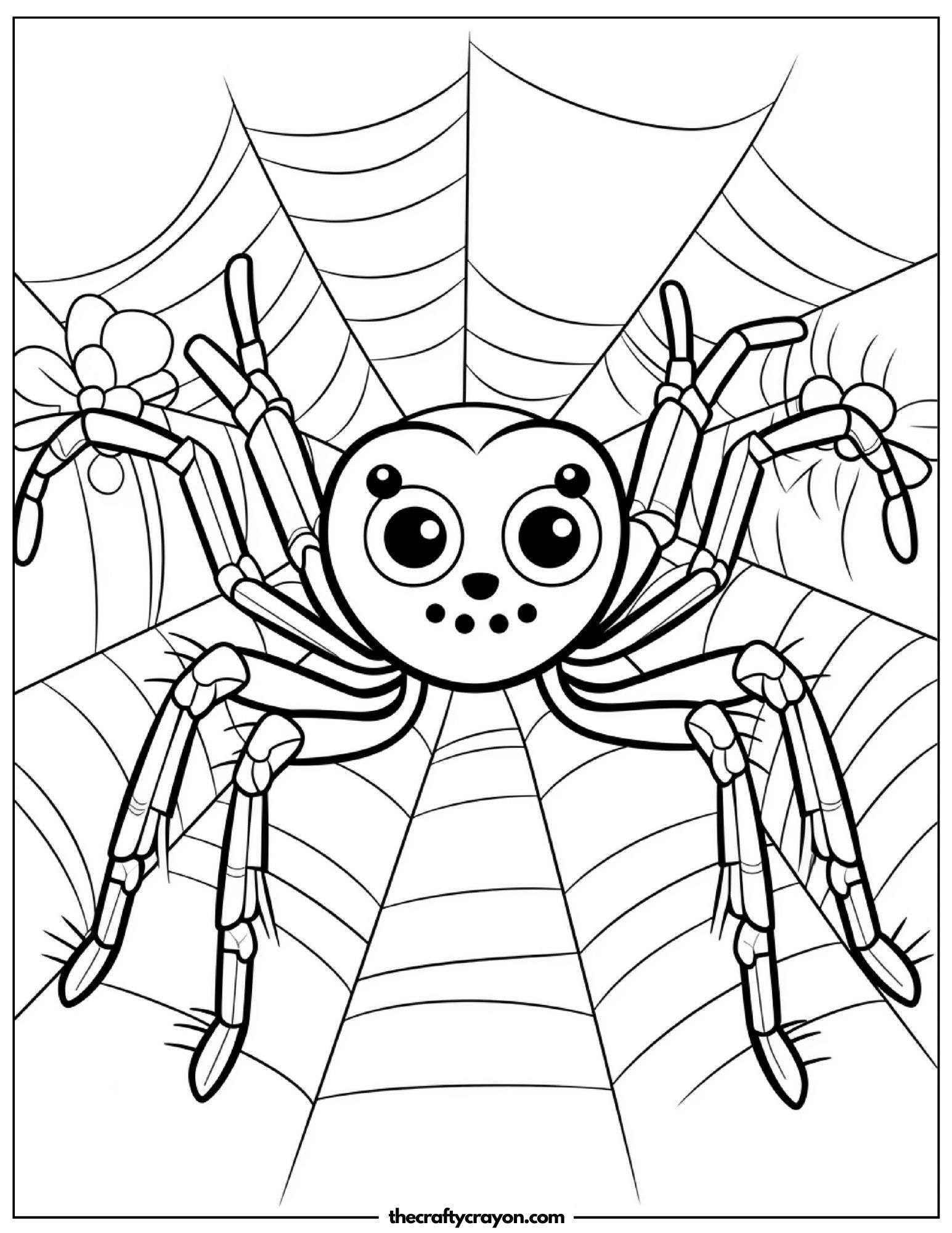 Smiling Spider On Web Coloring Page