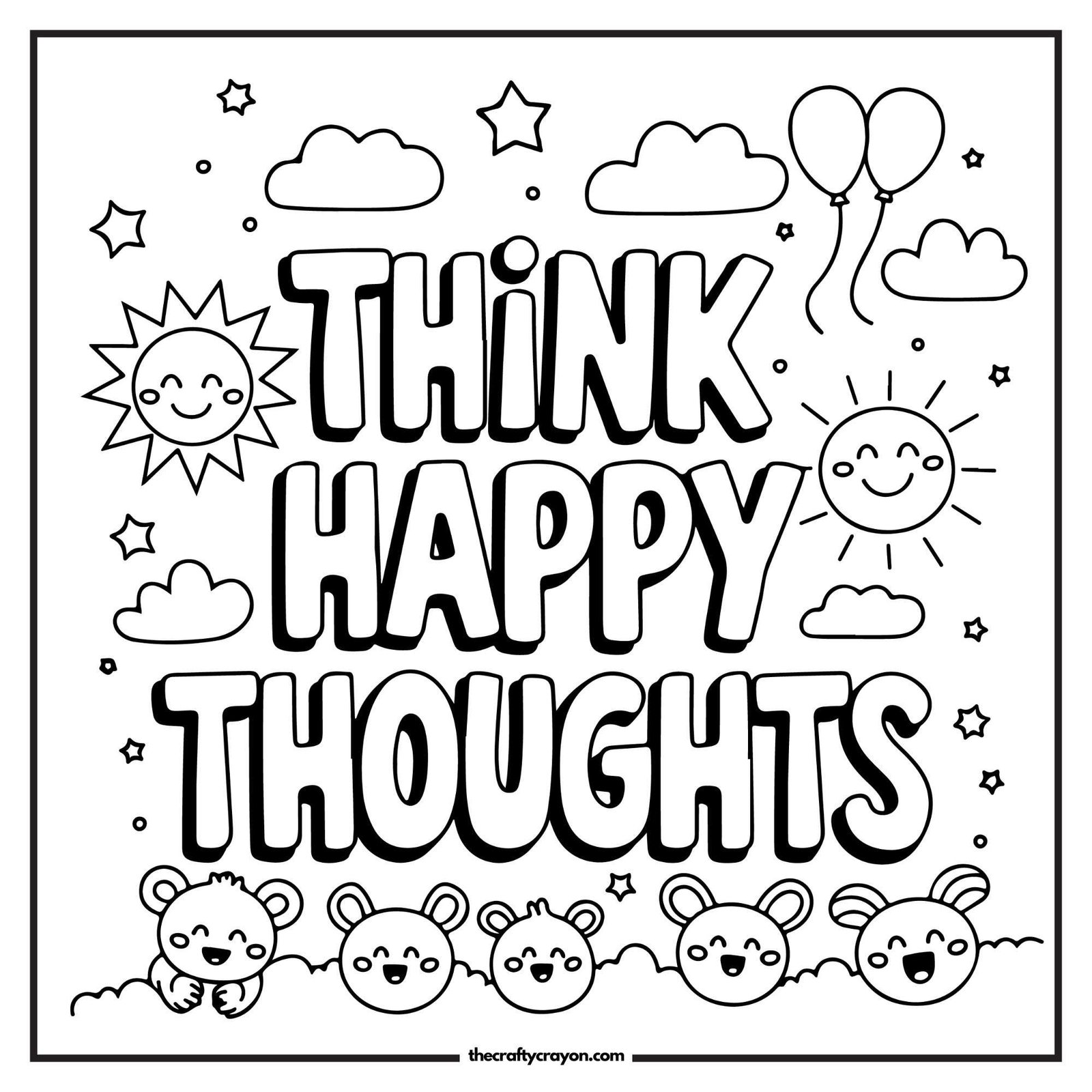 Think Happy Thoughts Coloring Page