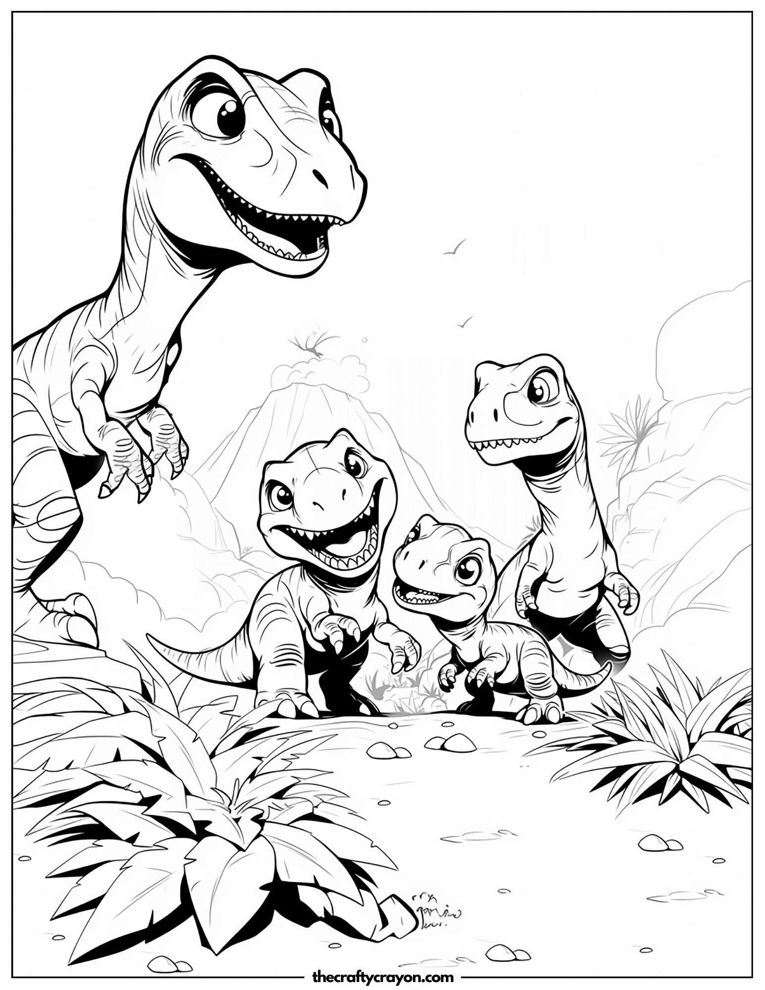 Velociraptor Family In The Jungle