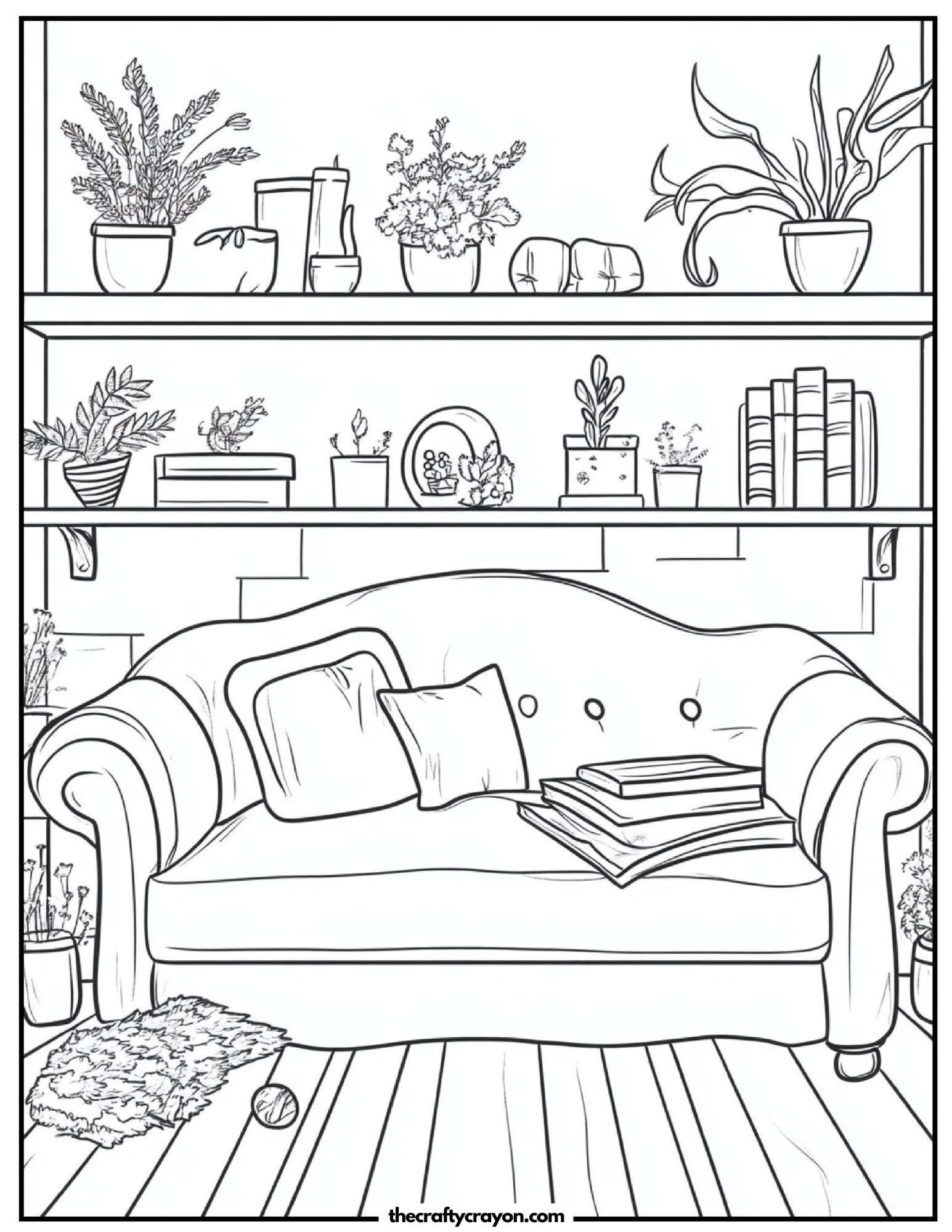 Vintage-style living room with a tufted sofa