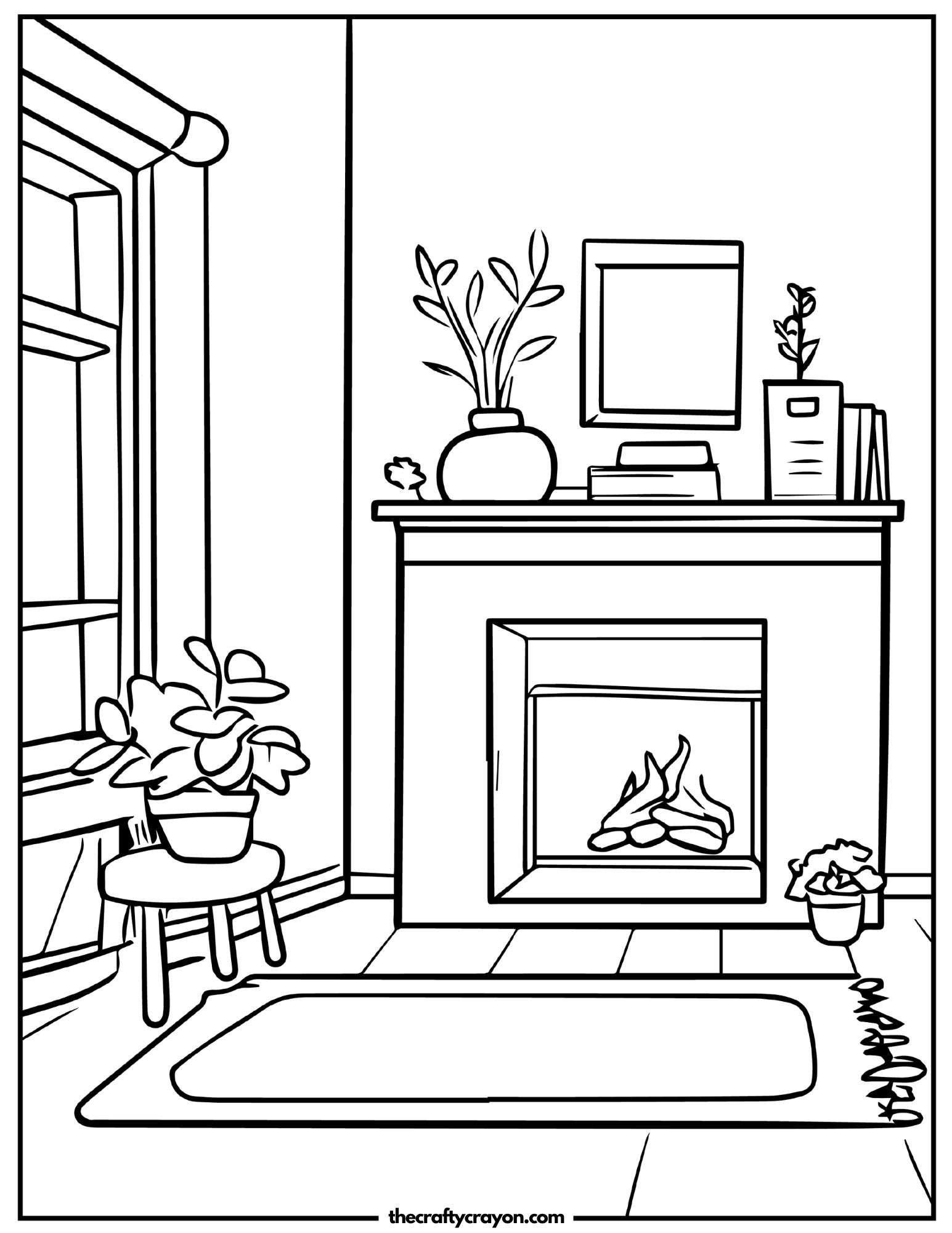 Warm fireplace with home decor