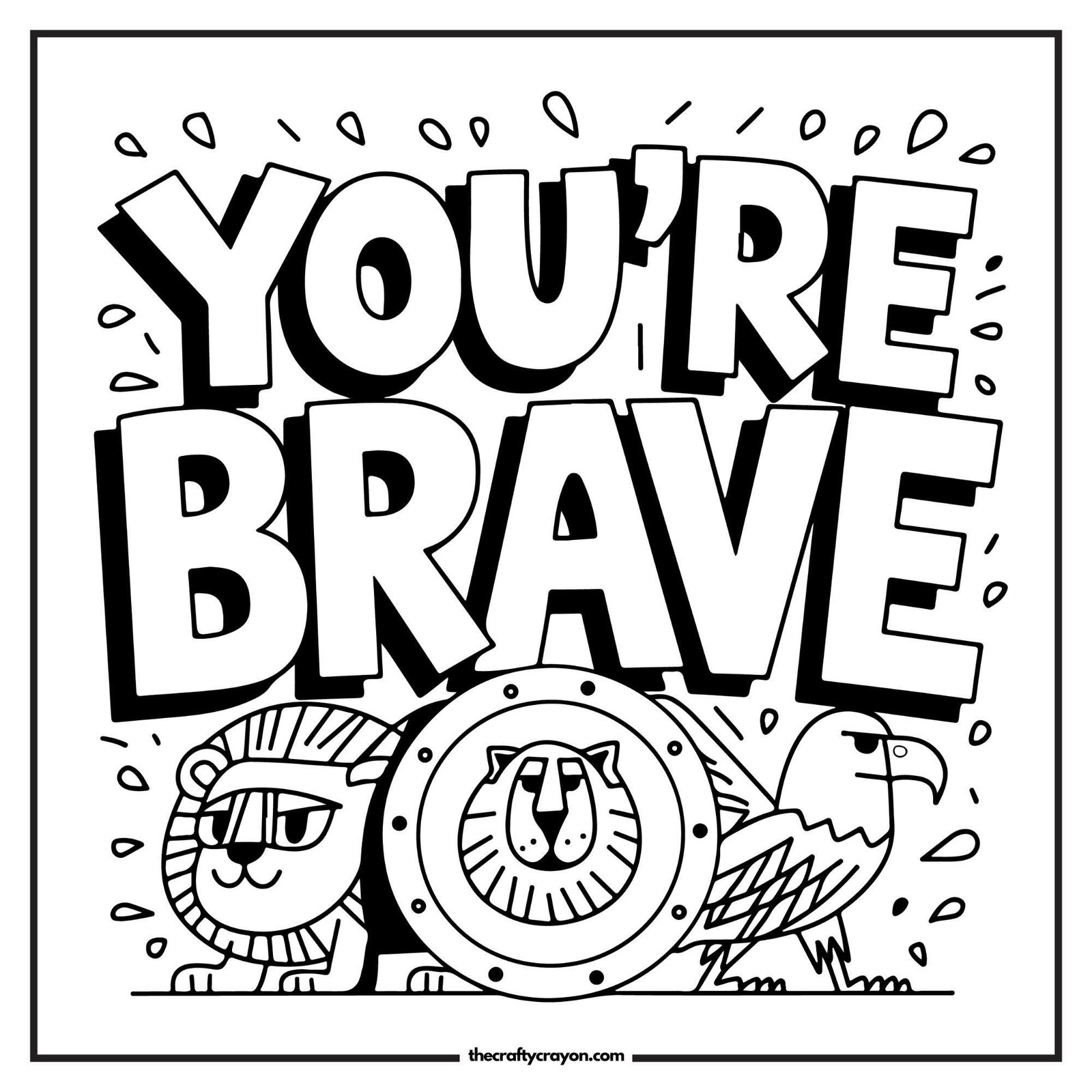 You Are Brave Lion And Eagle Coloring Page