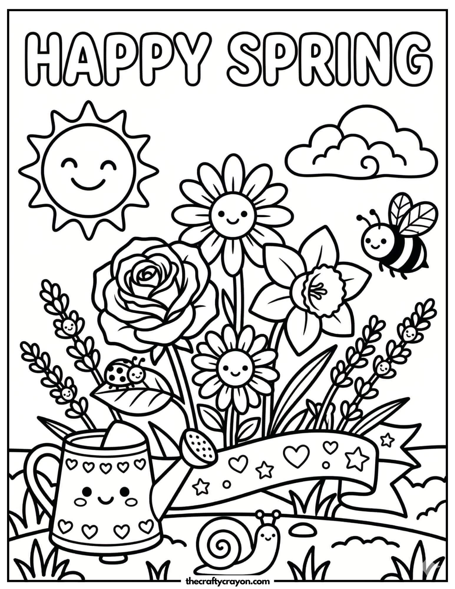 spring flowers coloring page 1