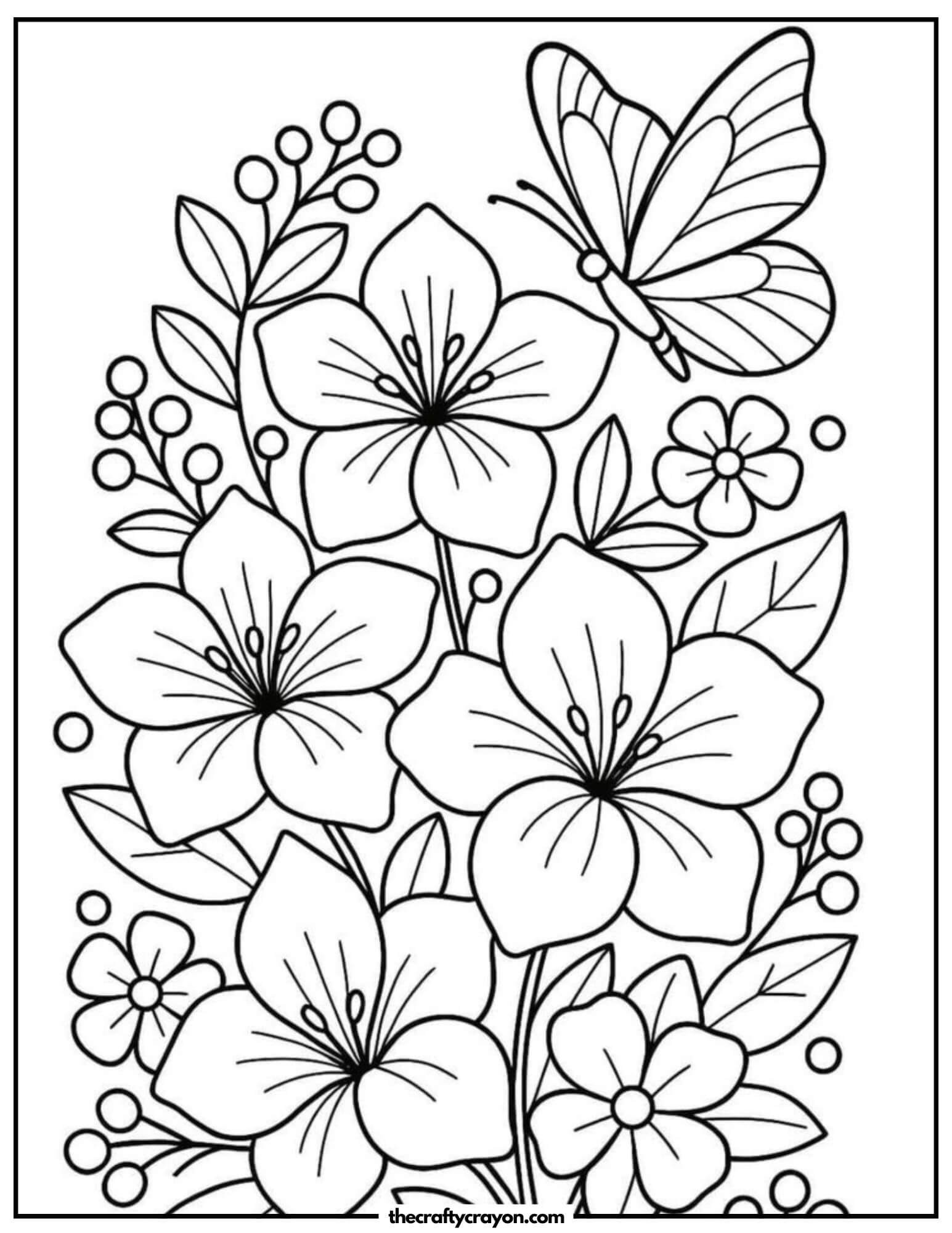 spring flowers coloring page 3