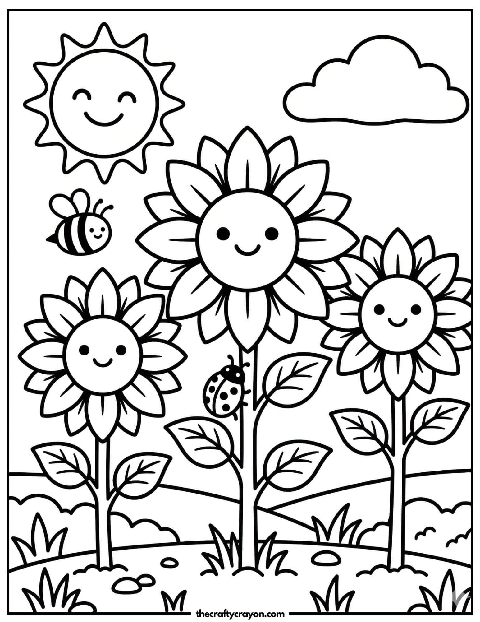 spring flowers coloring page